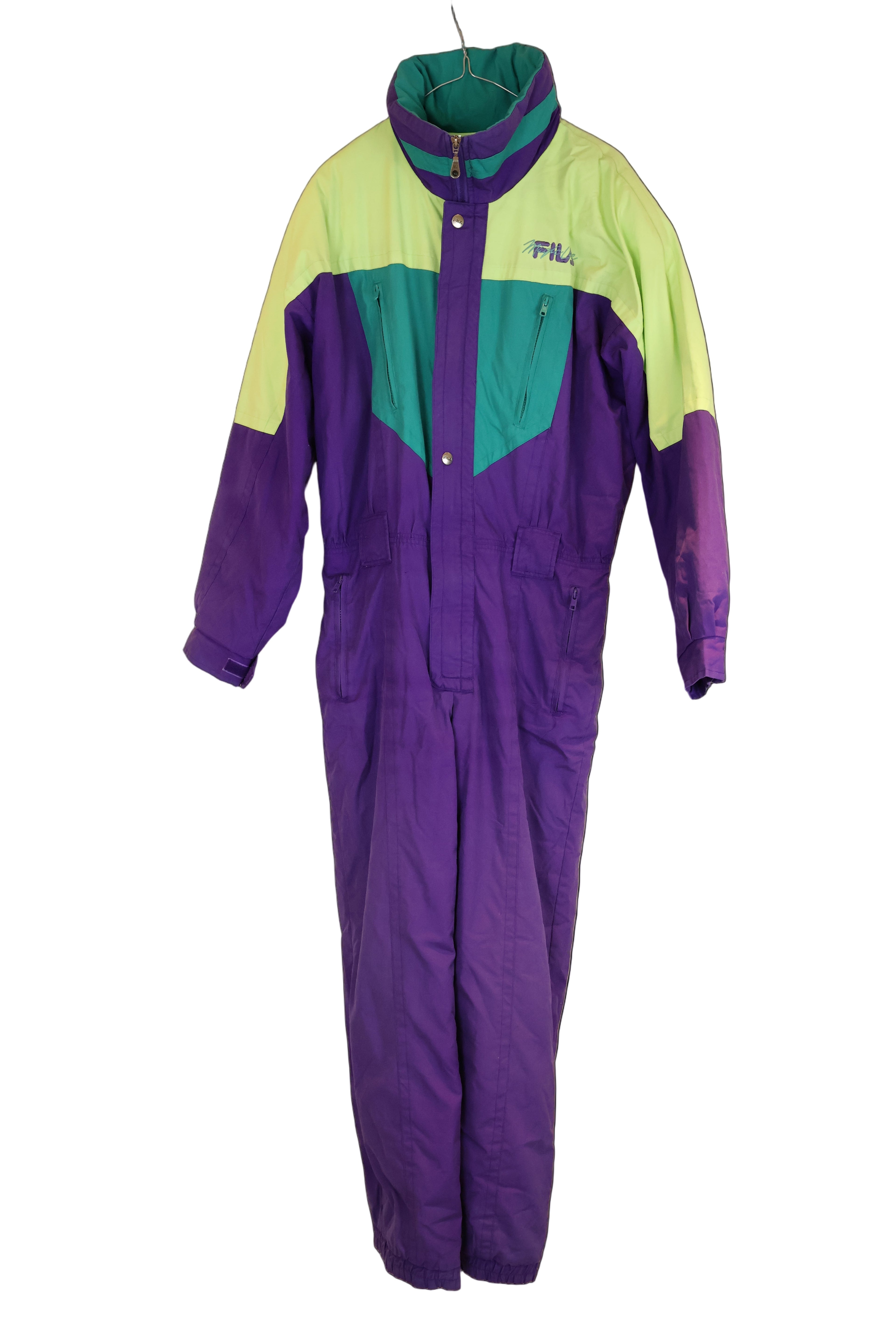 Vintage Skioverall von FILA in XL lila/grün in 48