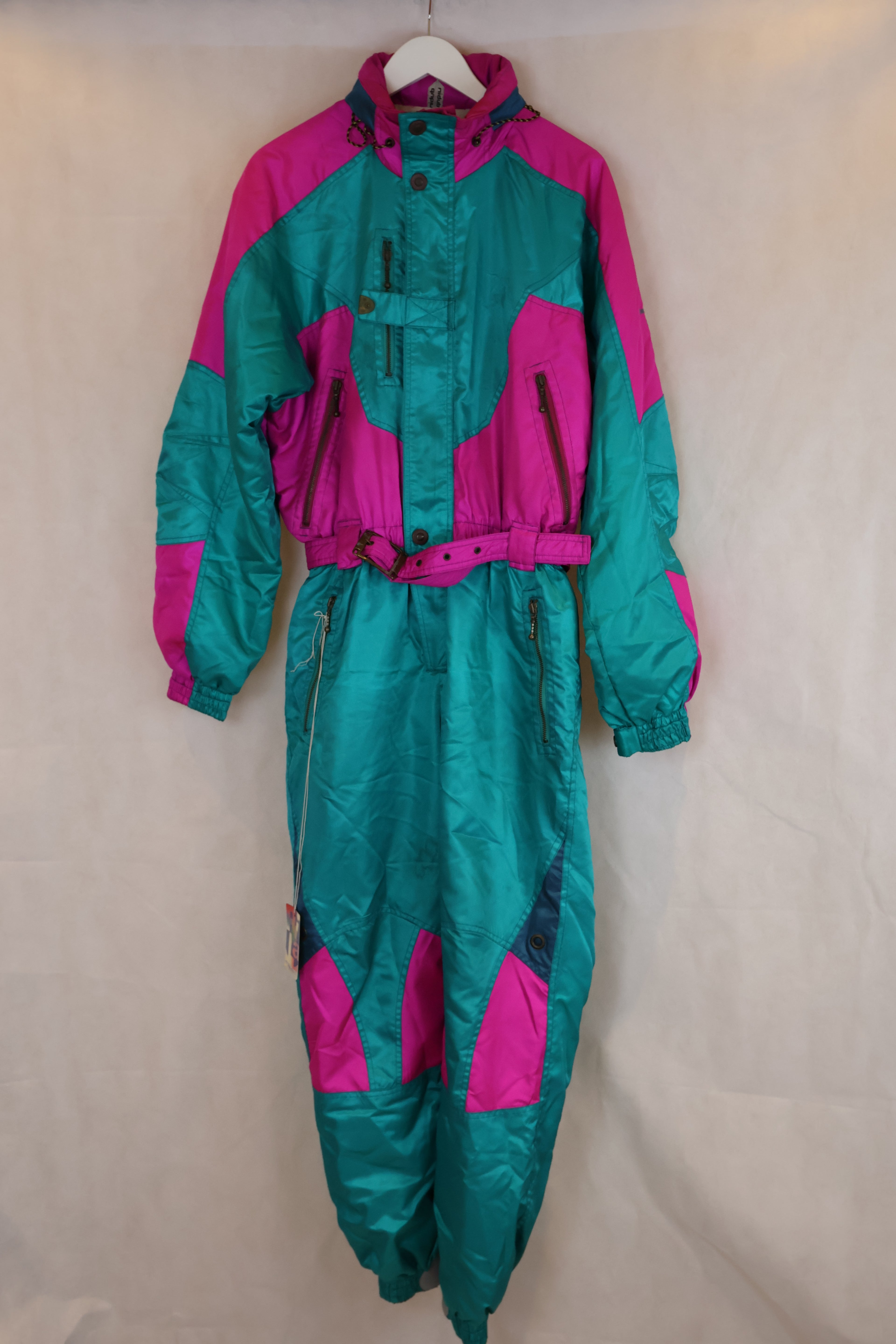 Vintage Skioverall von in blau/pink M/L komplett NEU