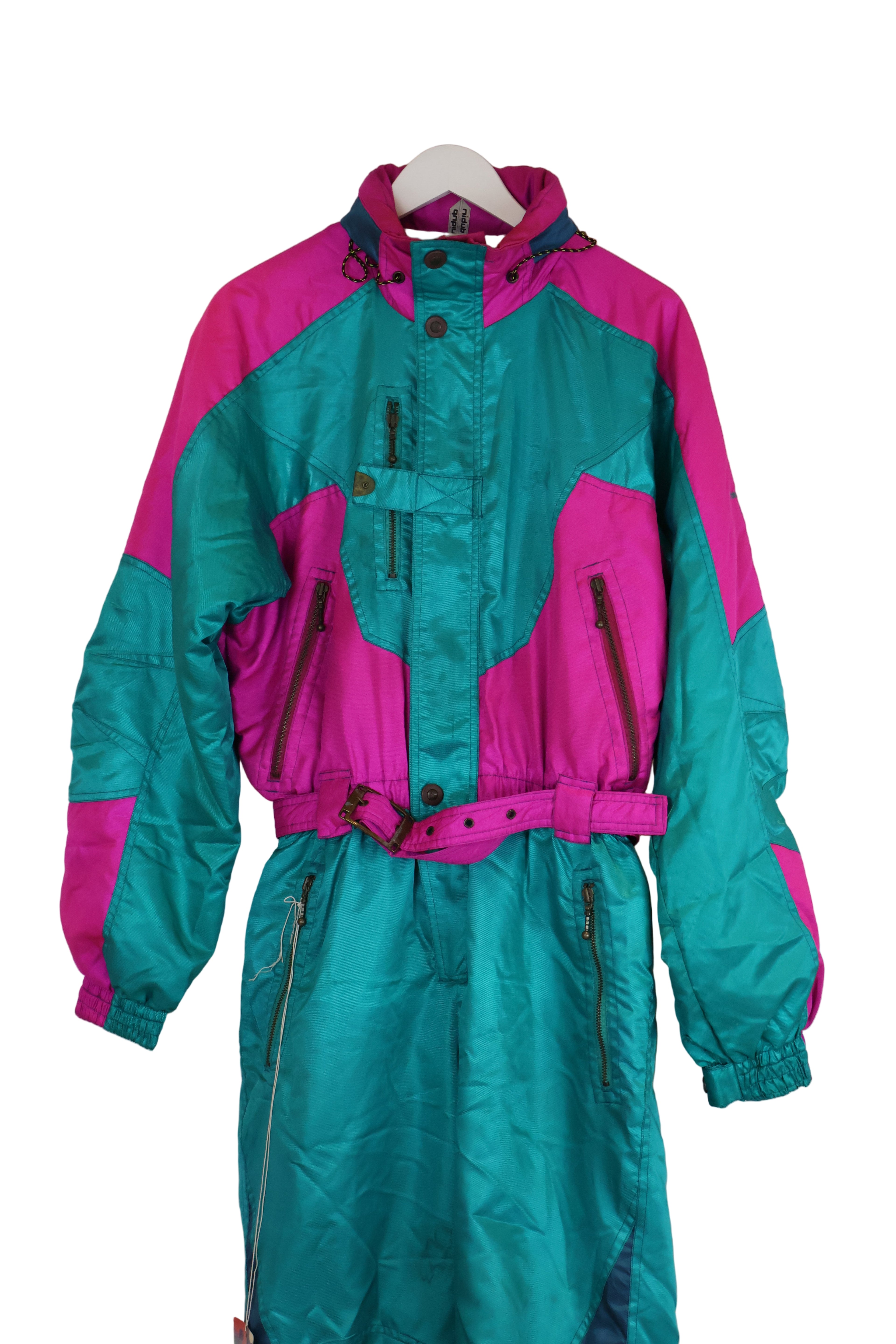 Vintage Skioverall von in blau/pink M/L komplett NEU