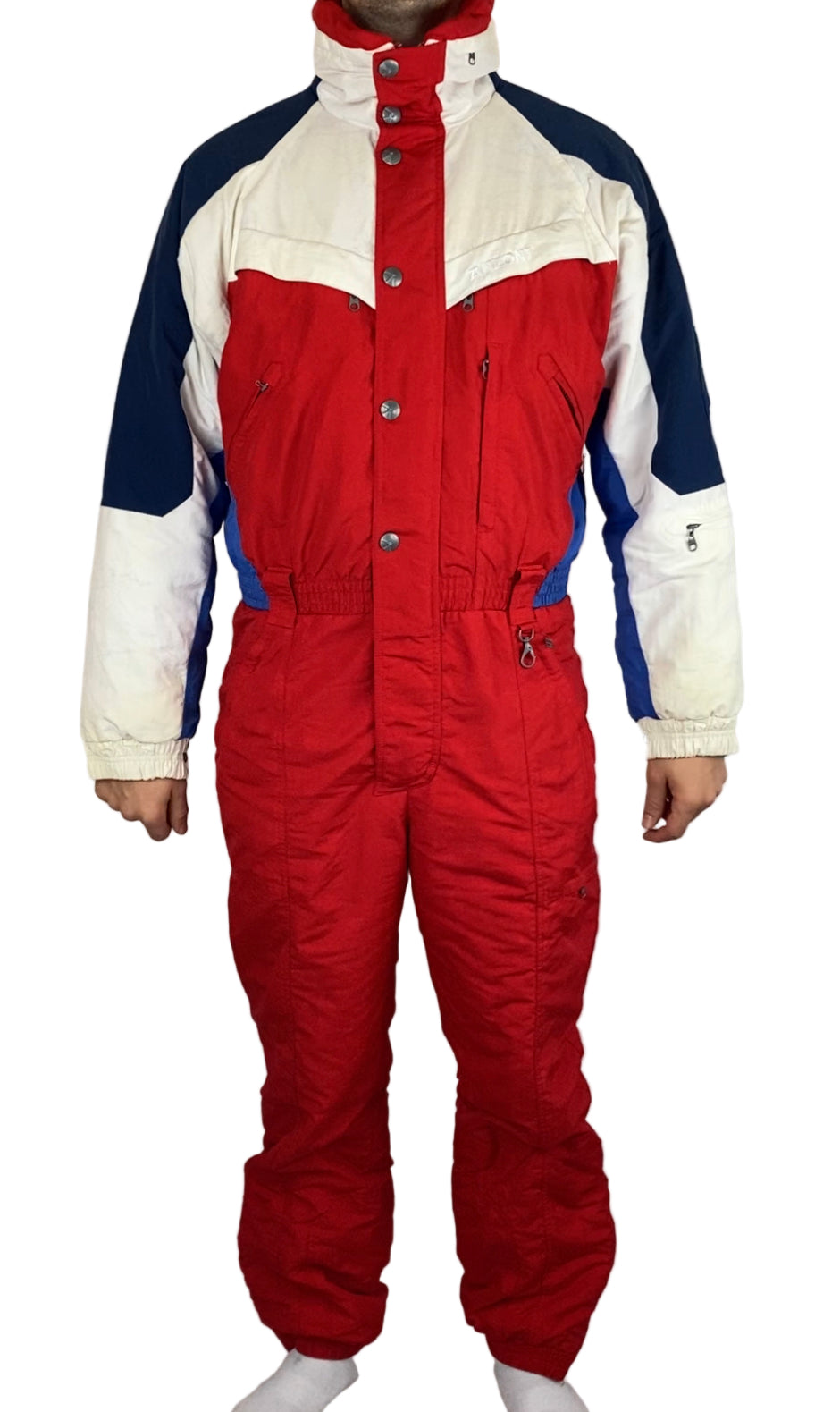 Vintage Skioverall von Schöffel in rot/weiss in L/XL