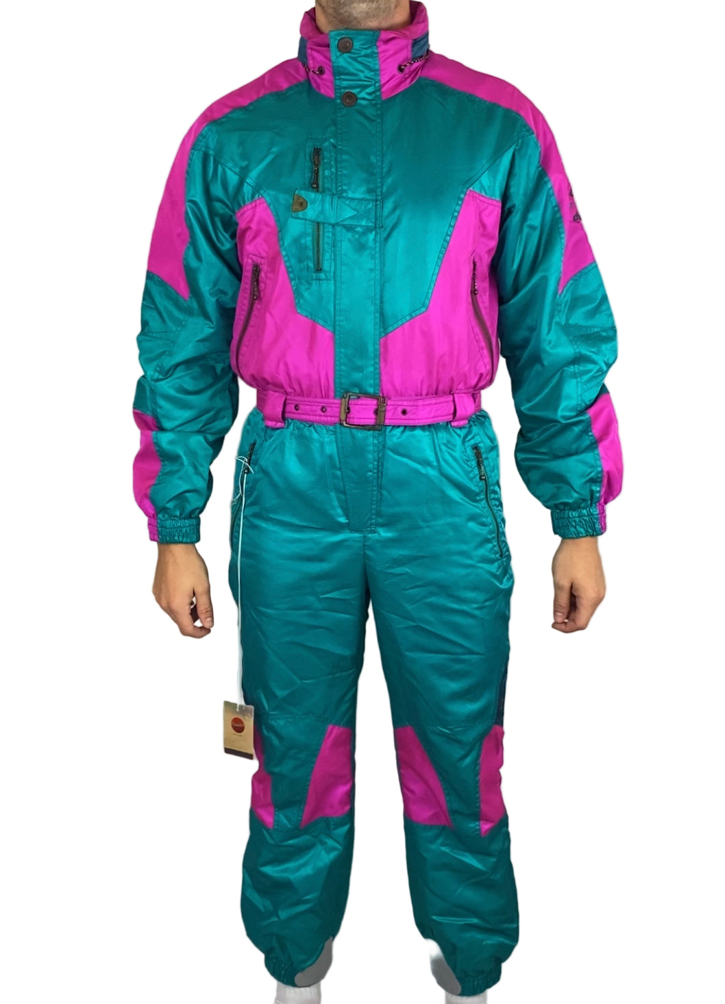 Vintage Skioverall von in blau/pink M/L komplett NEU