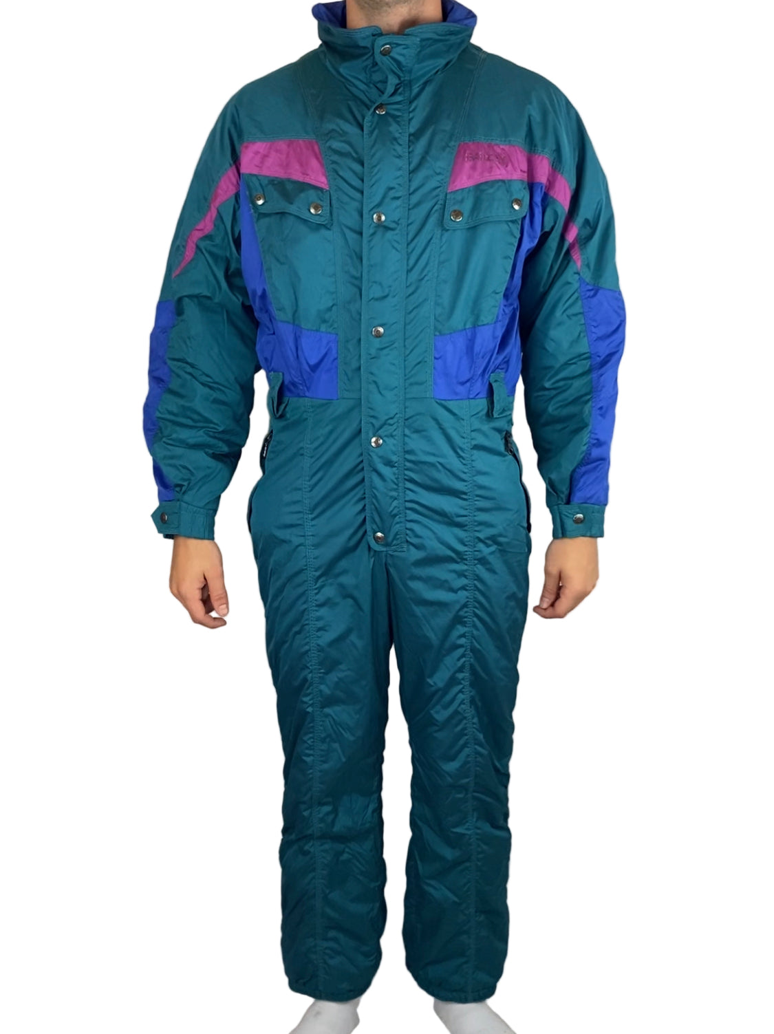 Vintage Skioverall in XL Grün/blau