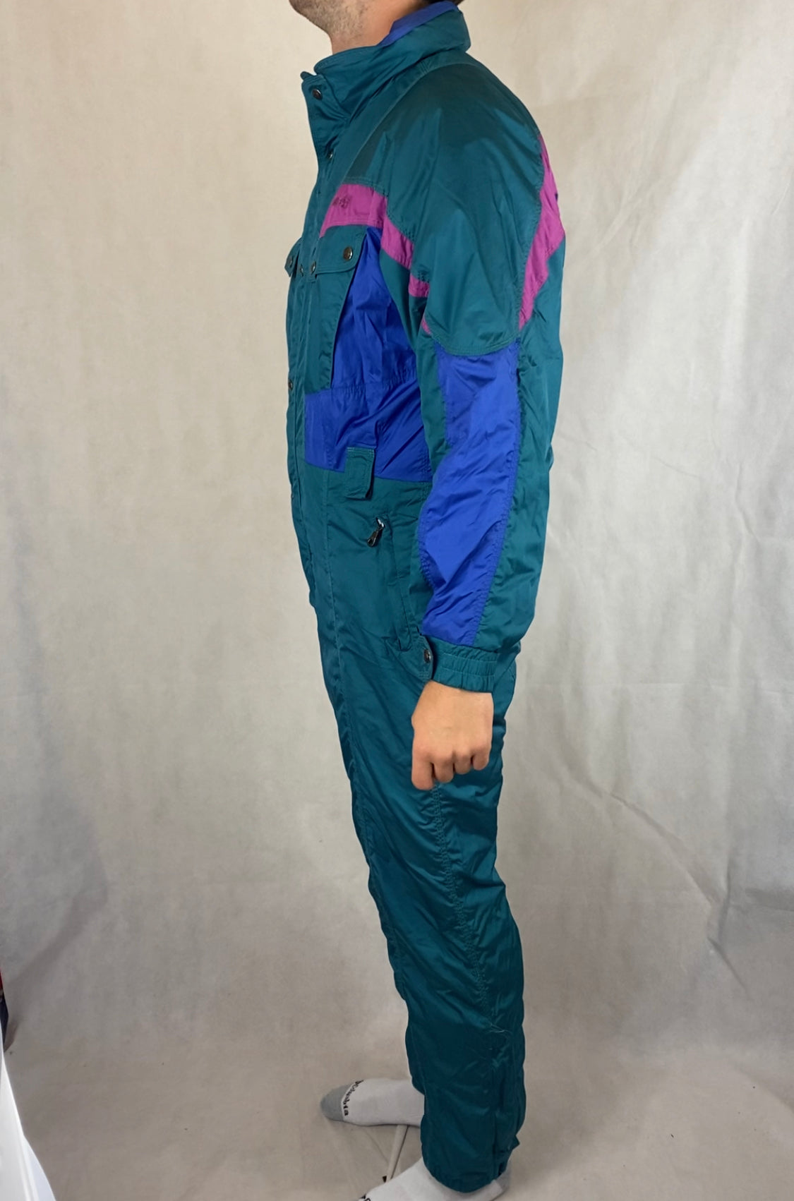 Vintage Skioverall in XL Grün/blau