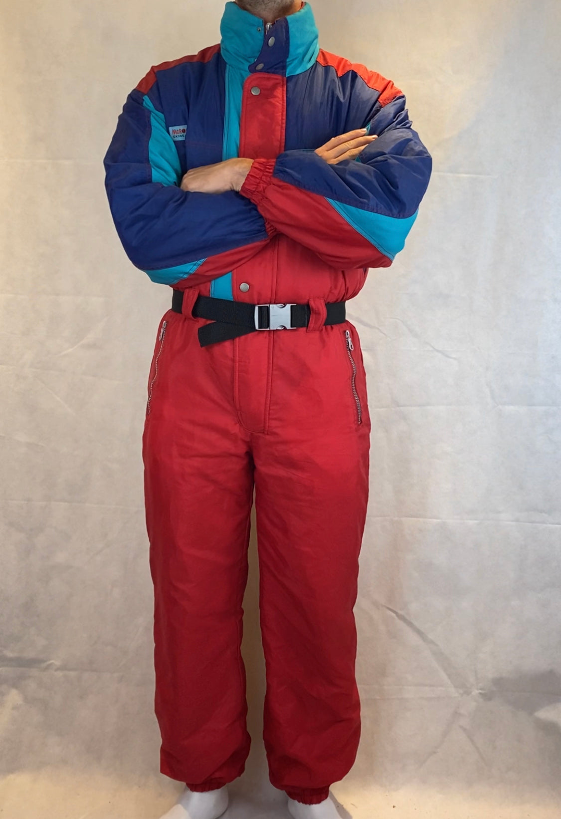 Vintage Skioverall von McRoss in rot/blau in L