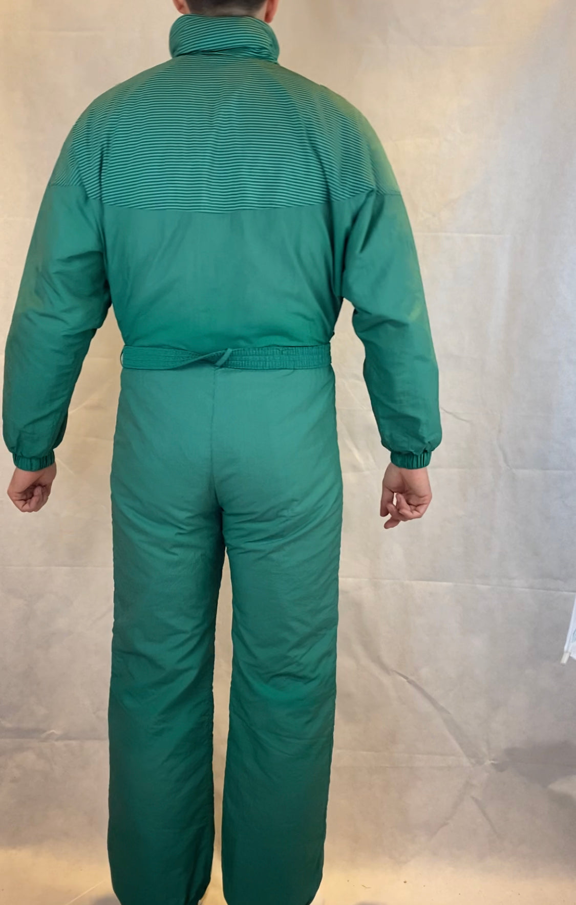 Vintage Skioverall von K-way in grün gestreift in M/L