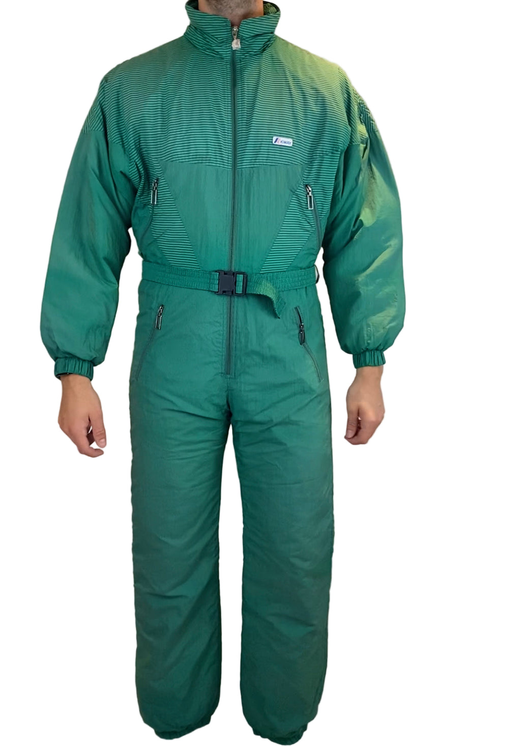Vintage Skioverall von K-way in grün gestreift in M/L