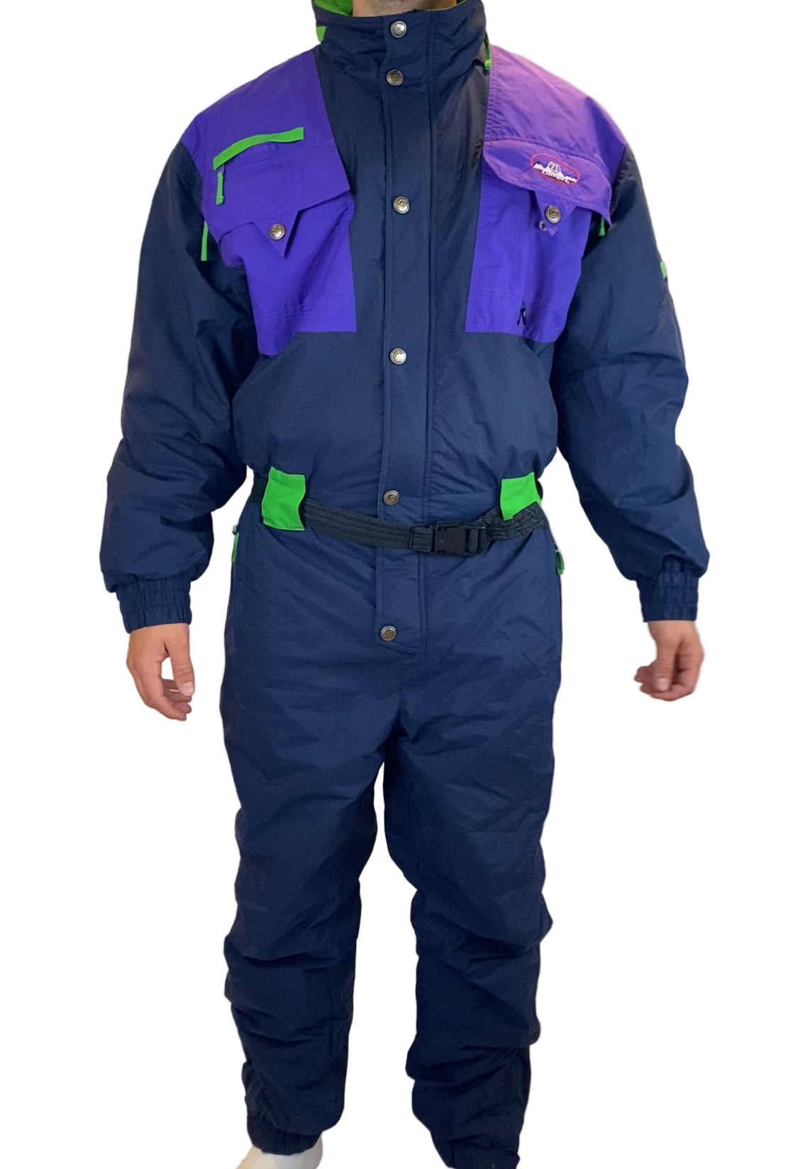 Vintage Skioverall von CAMPRI in schwarz/Lila in L/XL