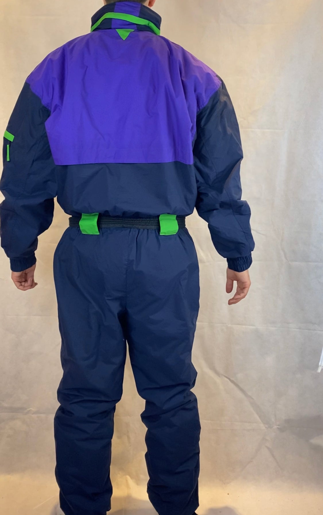 Vintage Skioverall von CAMPRI in schwarz/Lila in L/XL