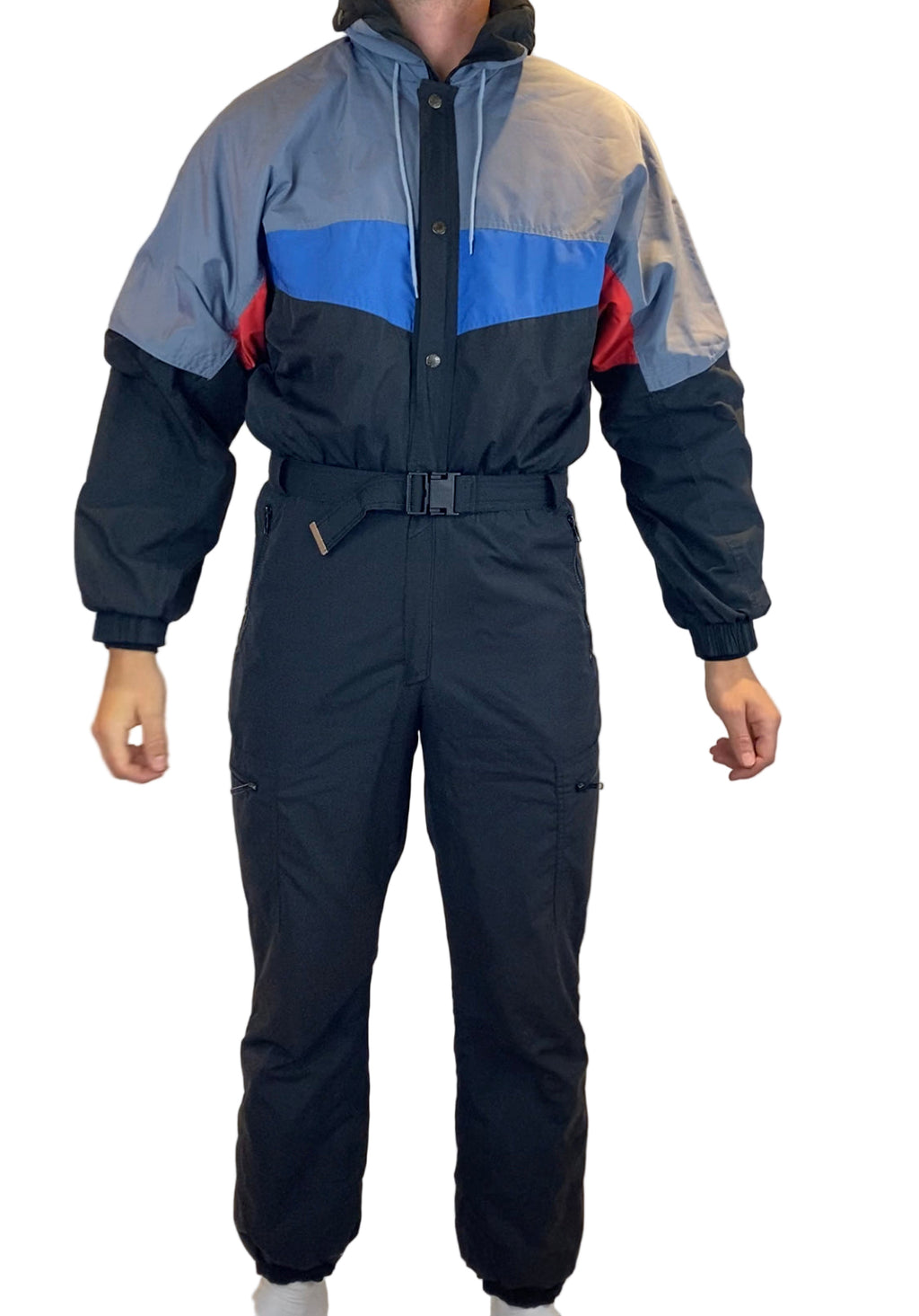 Vintage Skioverall in schwarz/grau in L in SIZE 50