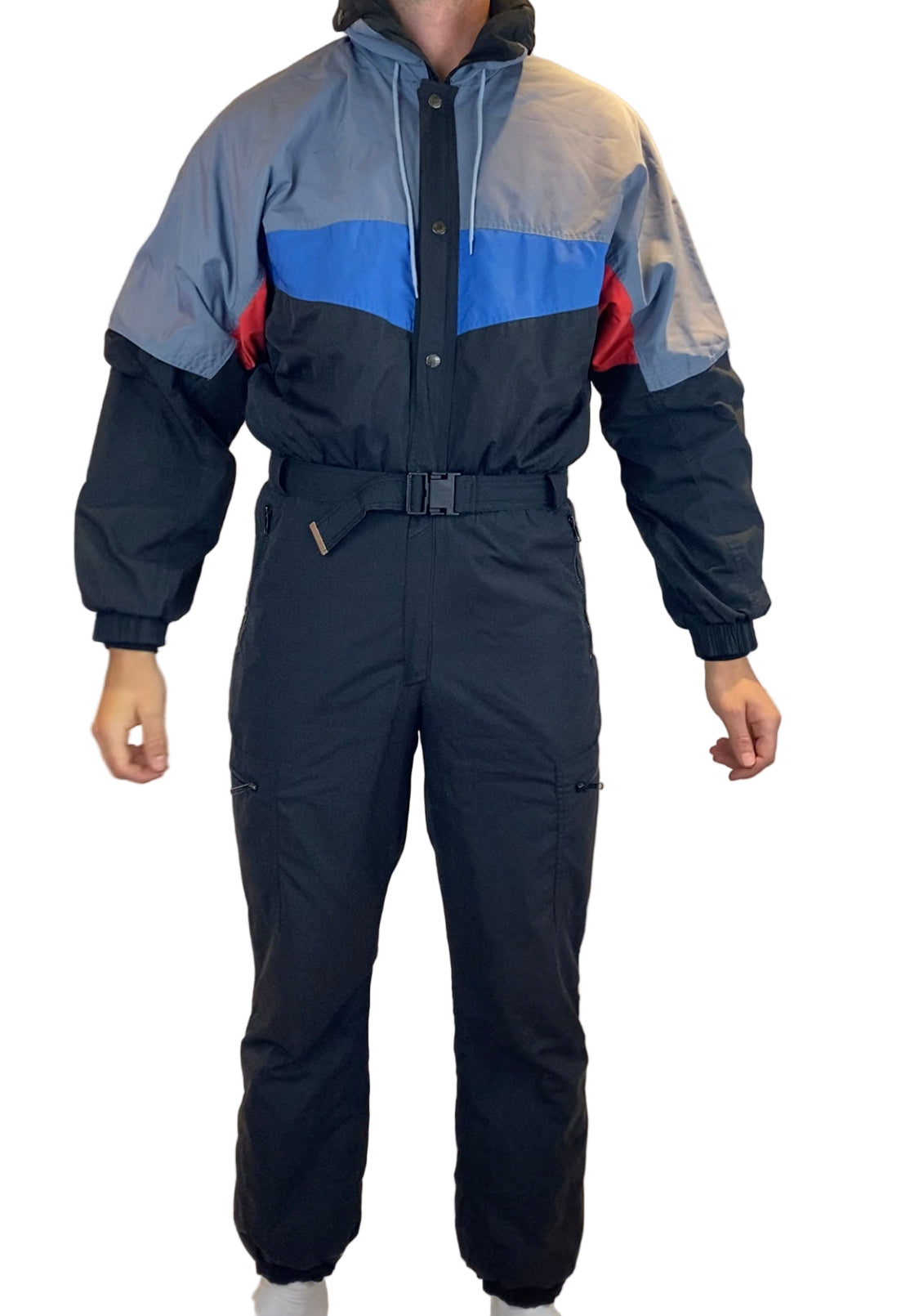 Vintage Skioverall in schwarz/grau in L in SIZE 50