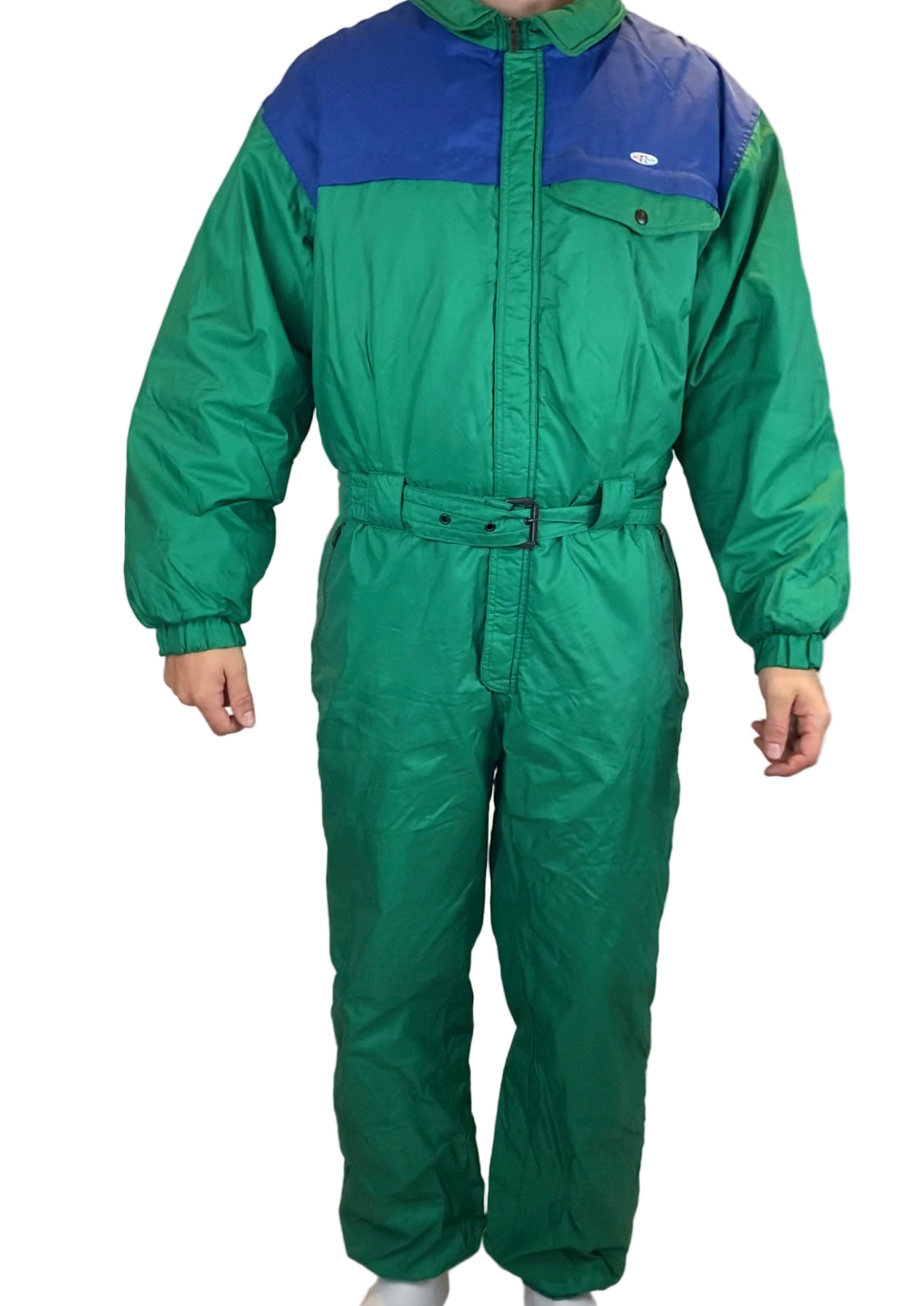 Vintage Skioverall in Grün/blau in L/XL