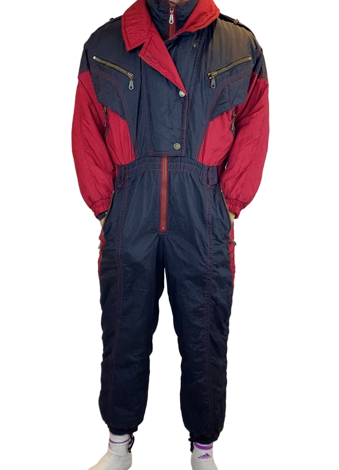 Vintage Skioverall von RODEO in rot/schwarz in M Size 18/44