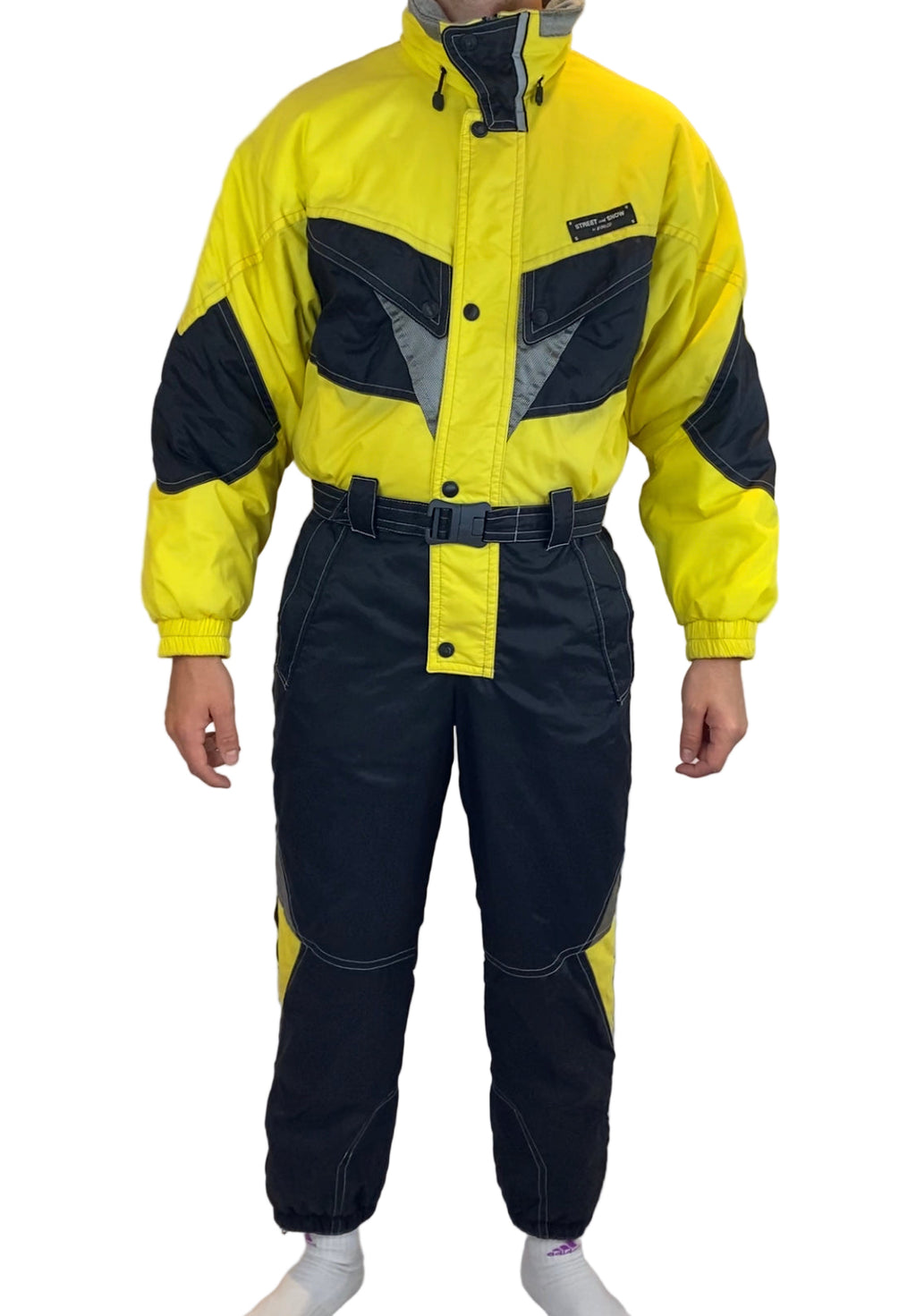 Vintage Skioverall von Street and Snow in gelb/schwarz in L/XL SIZE 48