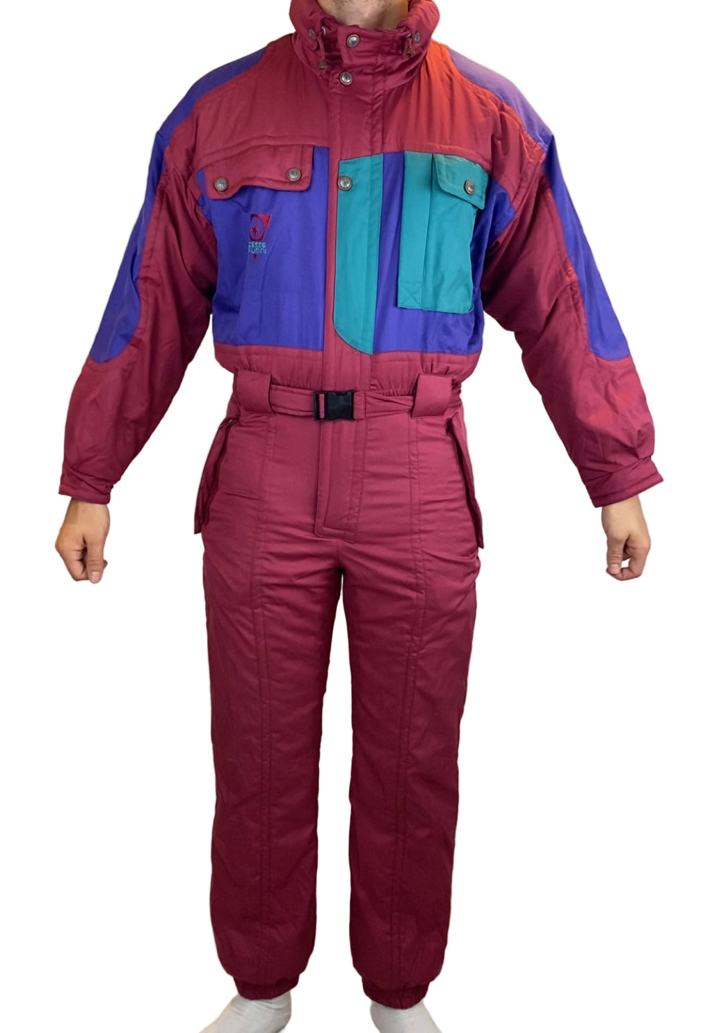 Vintage Skioverall von Dublin in rot/blau in L/XL