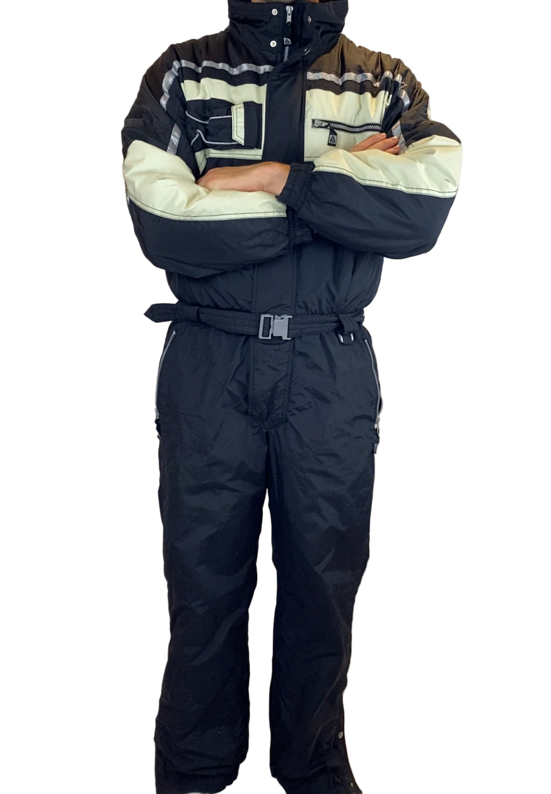 Vintage Skioverall  in Schwarz/weiss in M size 54