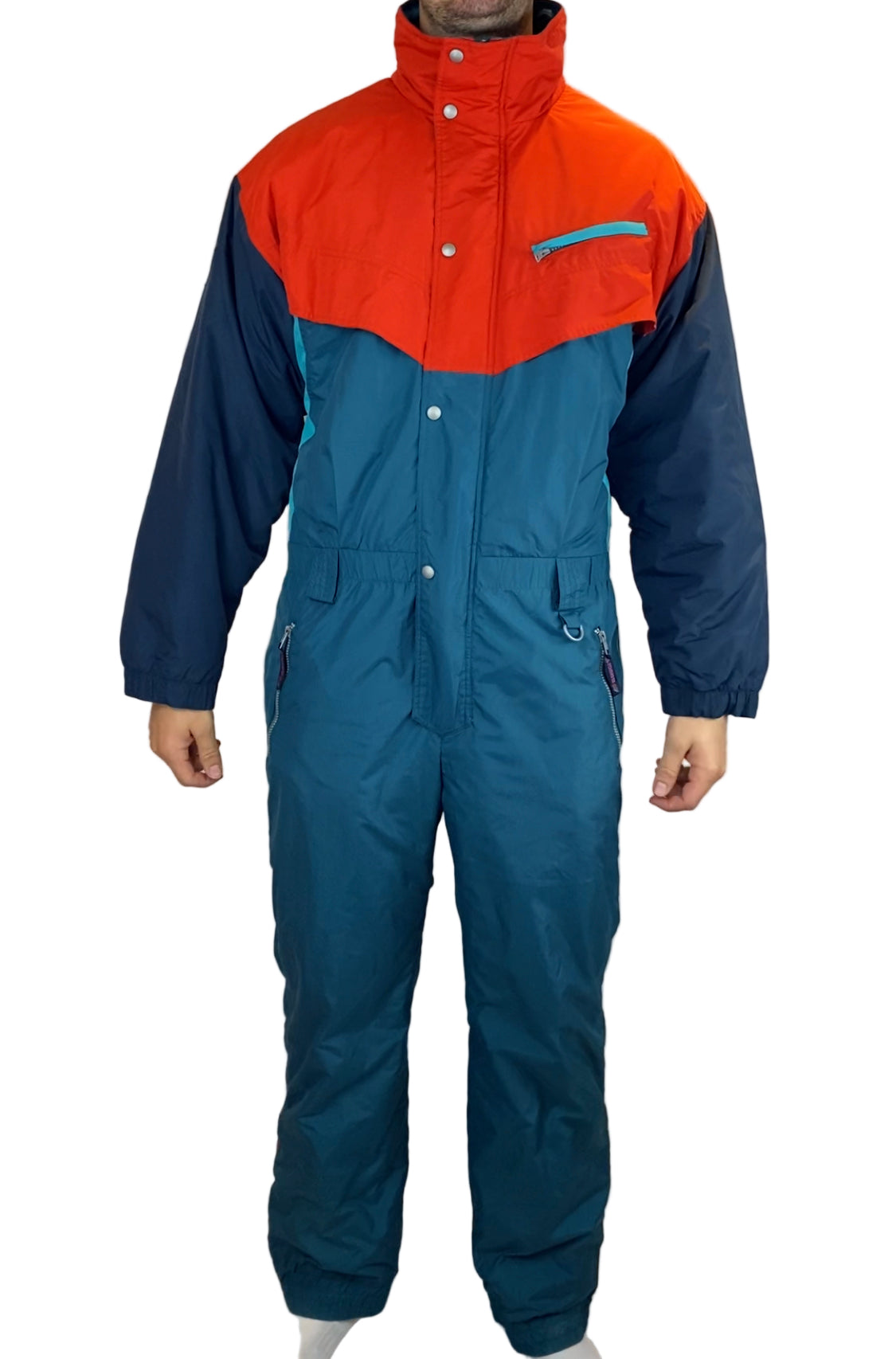 Vintage Skioverall von BRUGI  in blau/rot in L