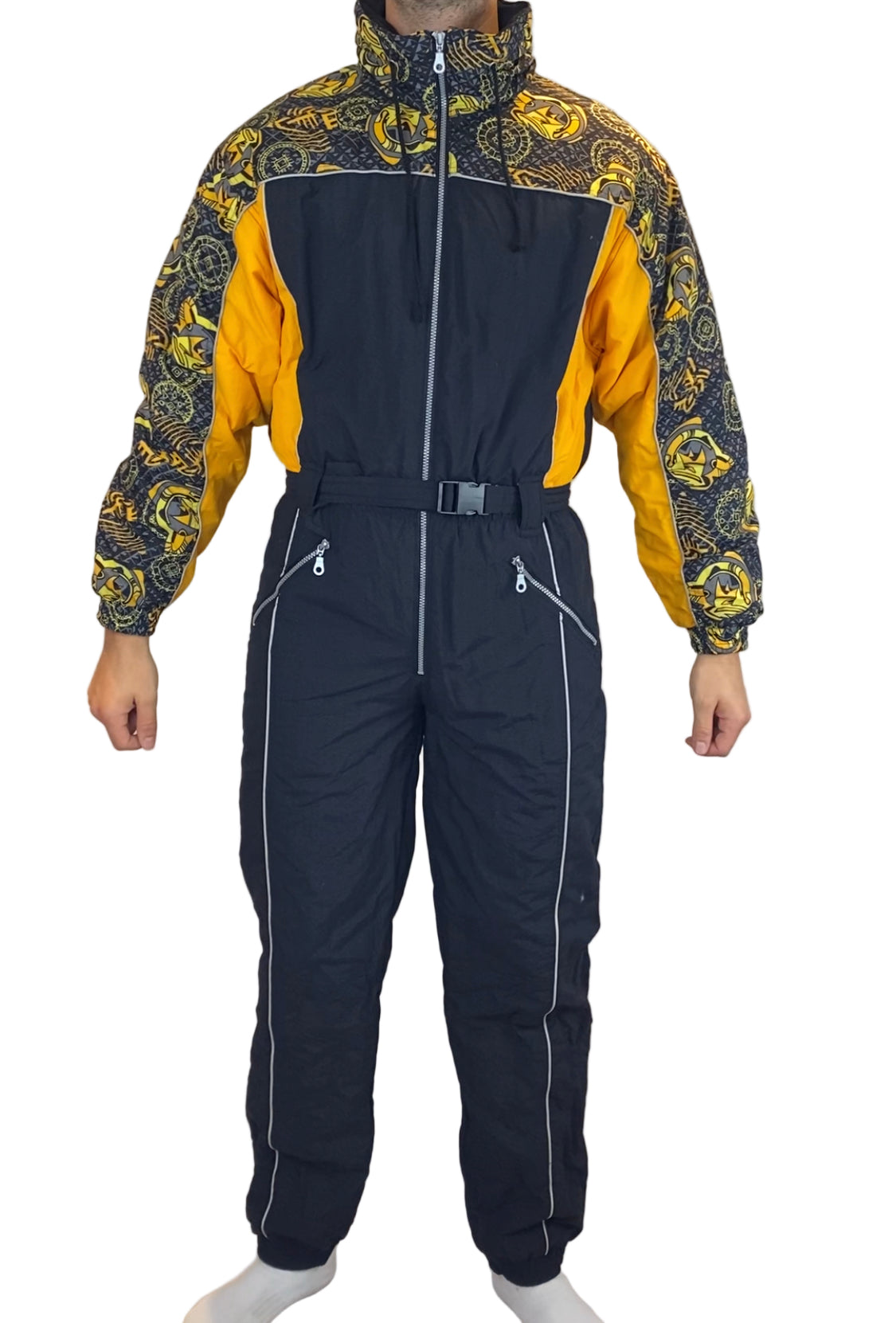 Vintage Skioverall von in gelb/schwarz in M