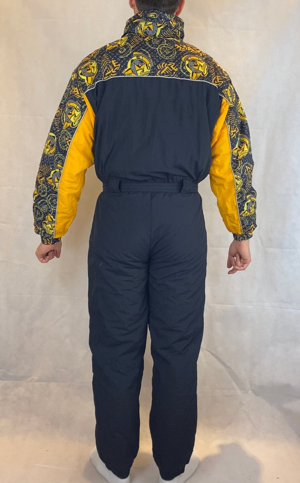 Vintage Skioverall von in gelb/schwarz in M