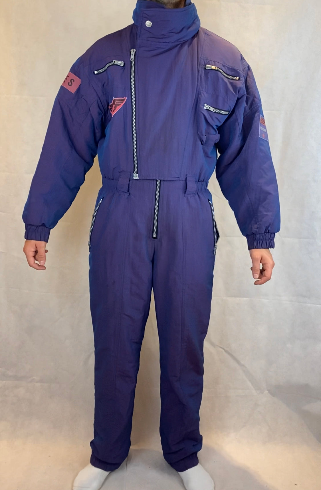 Vintage Skioverall in blau in M/L