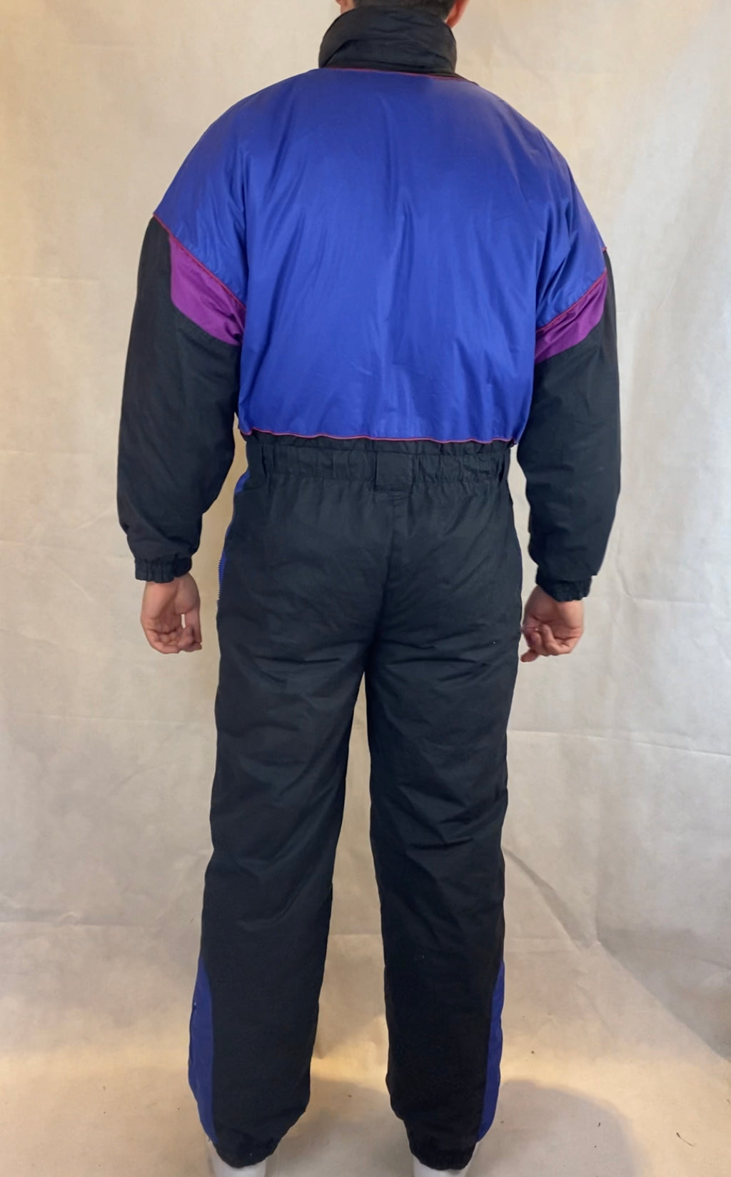 Vintage Skioverall in schwarz/blau in L