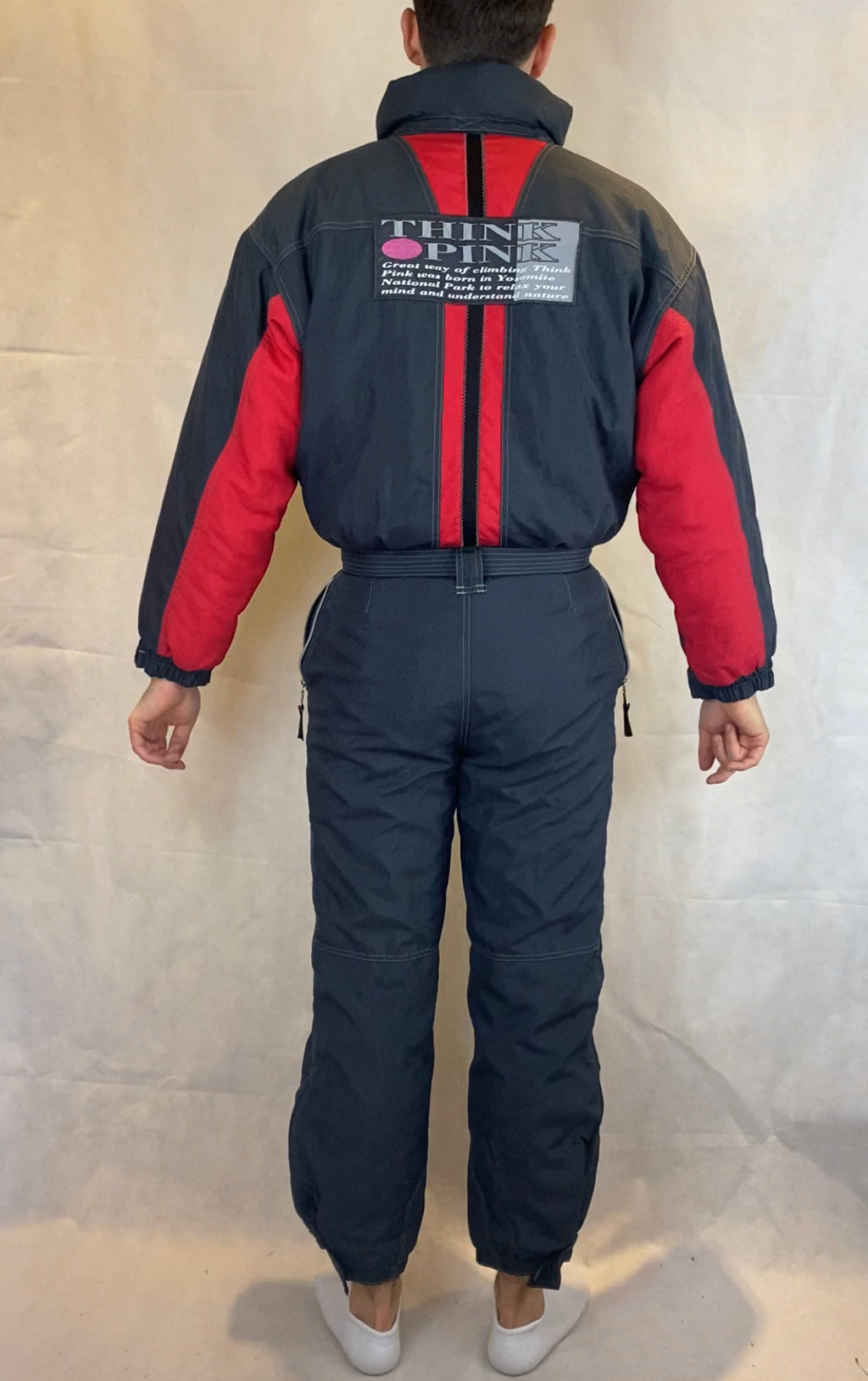 Vintage Skioverall von pink point in schwarz in L