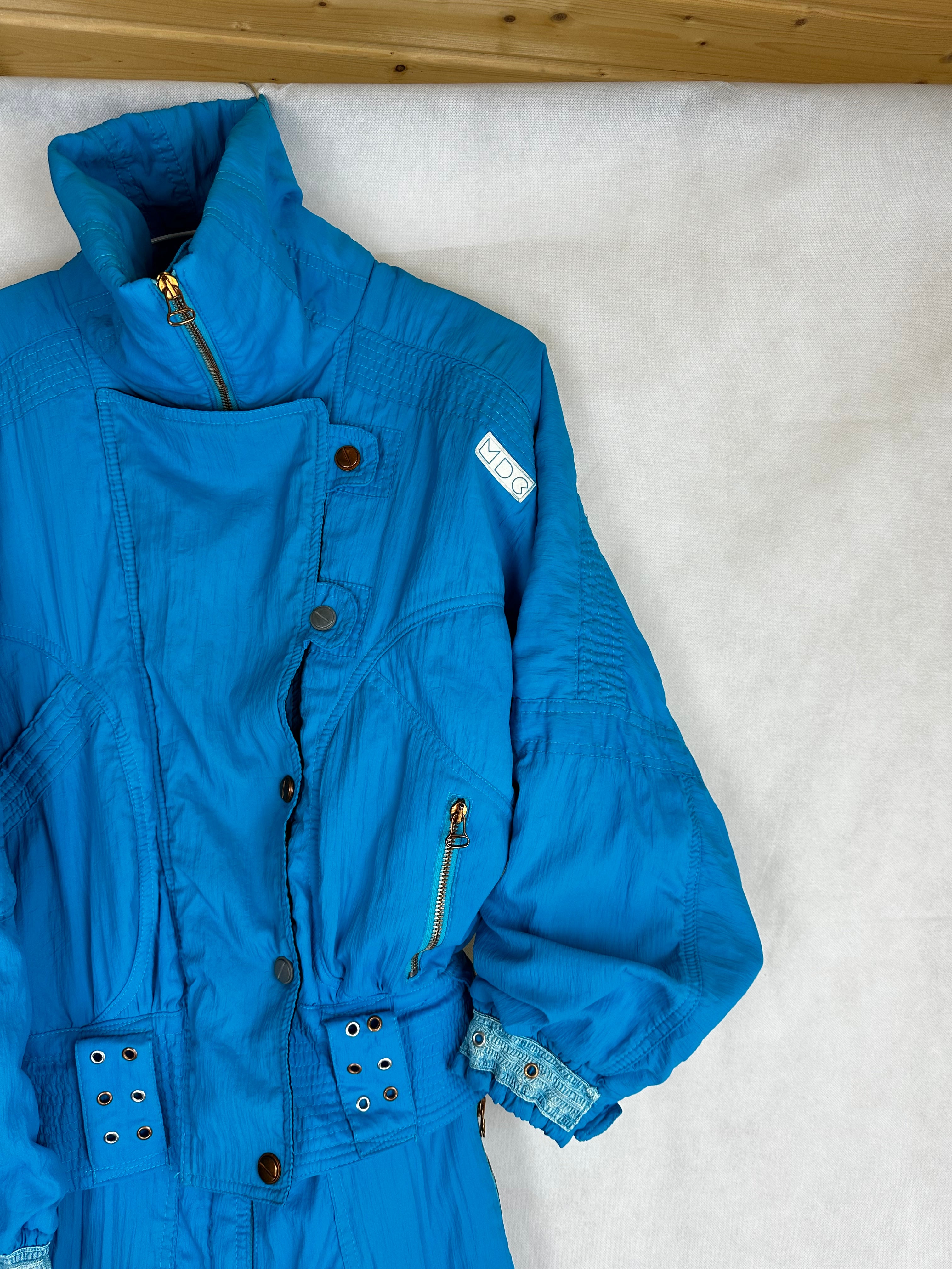 Vintage Skioverall in blau/turkis in M/L