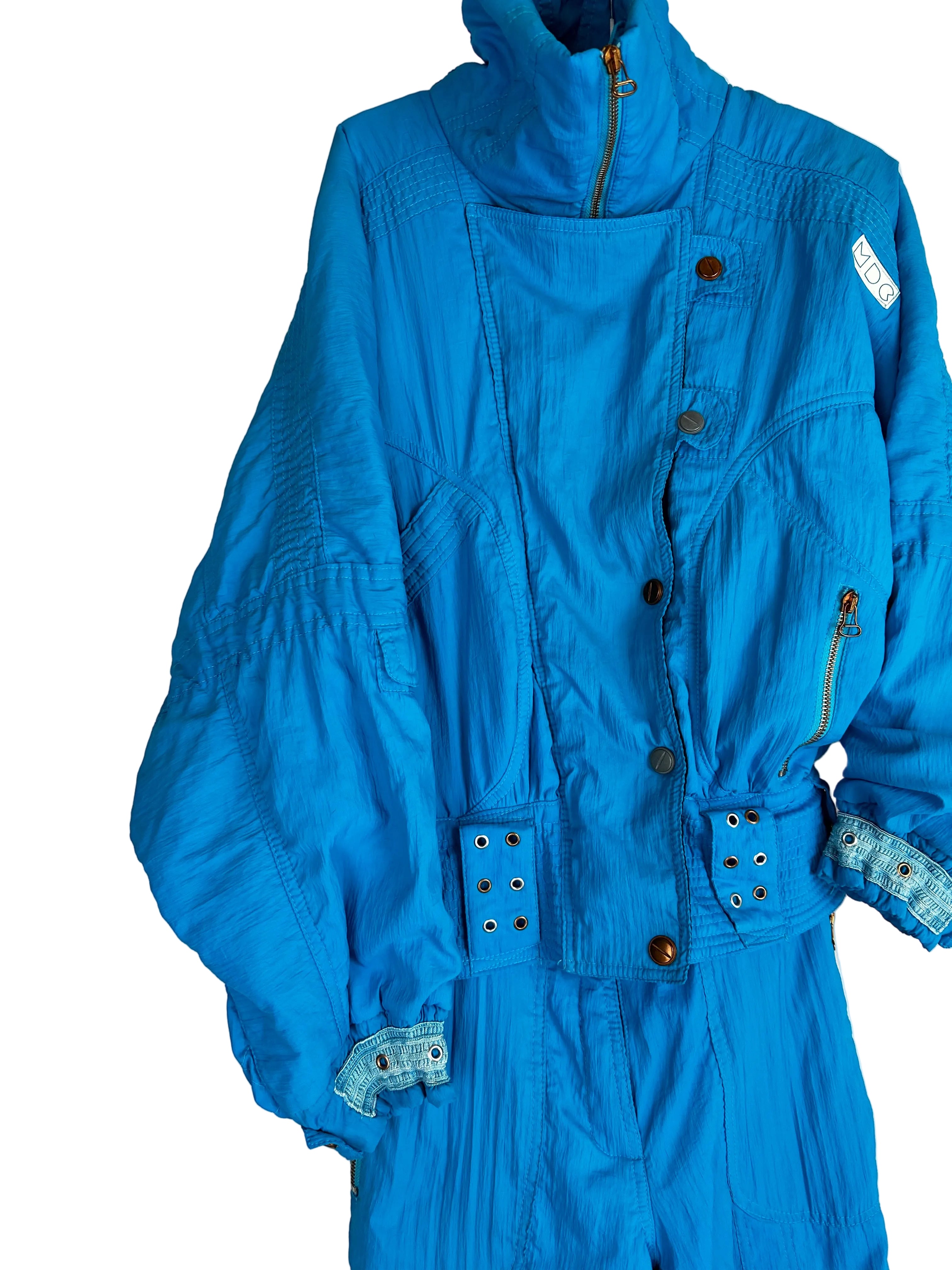 Vintage Skioverall in blau/turkis in M/L