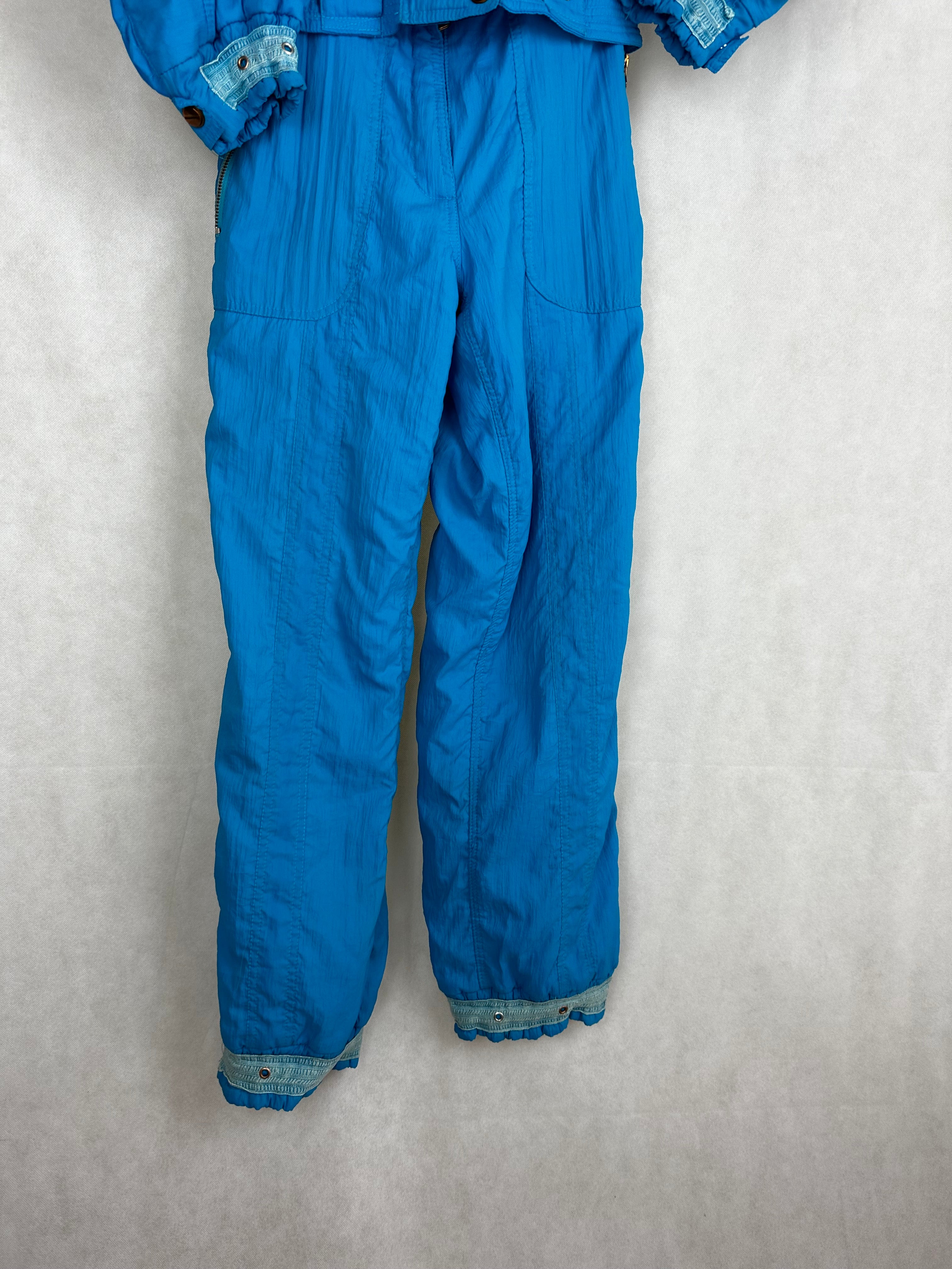Vintage Skioverall in blau/turkis in M/L