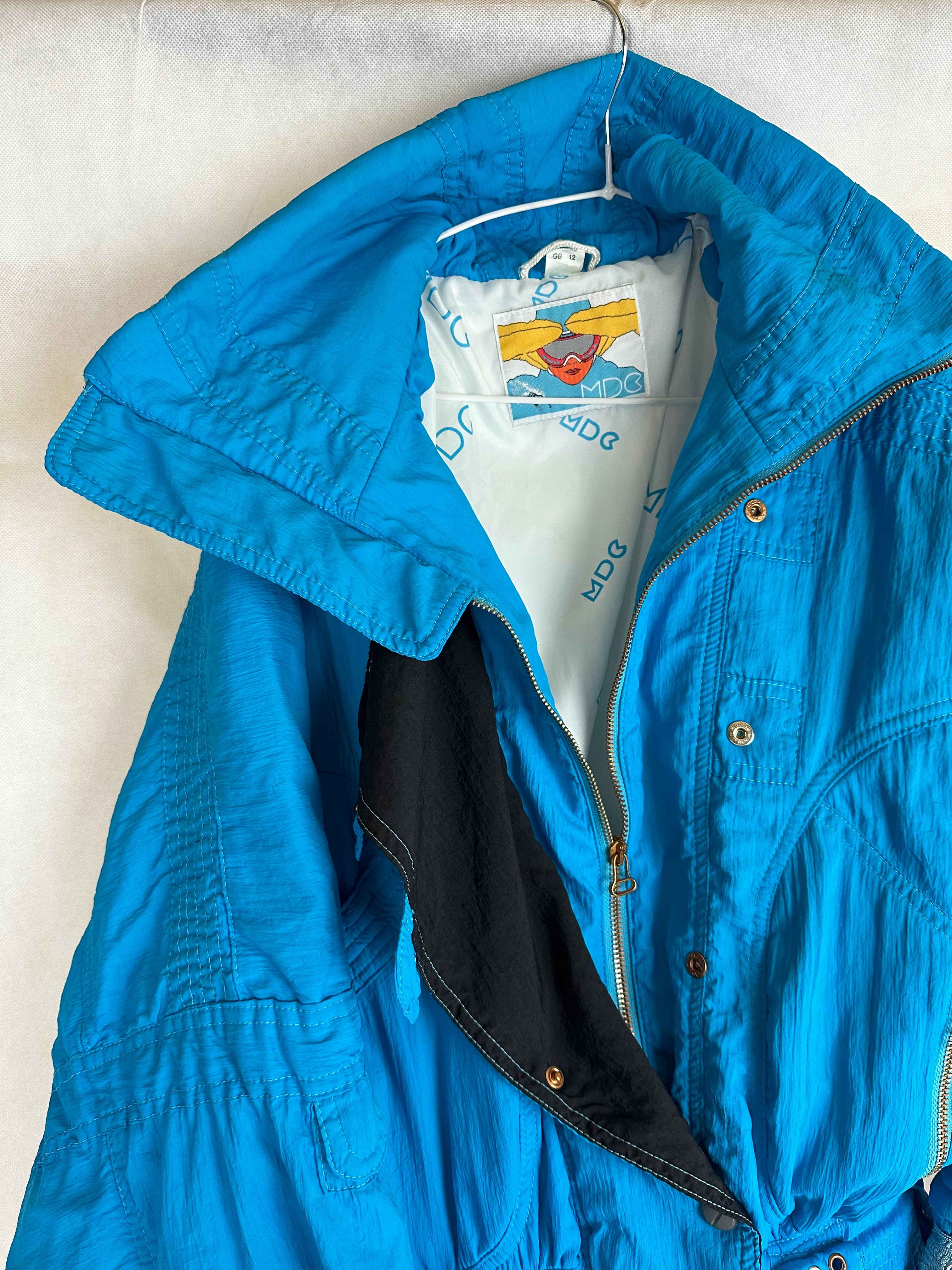 Vintage Skioverall in blau/turkis in M/L