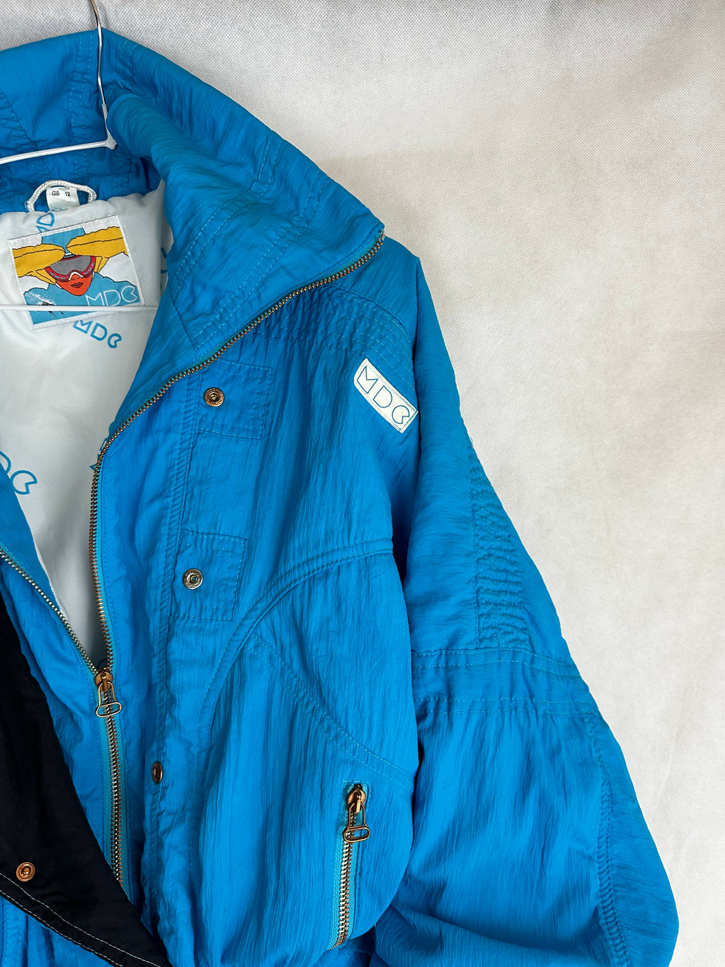 Vintage Skioverall in blau/turkis in M/L