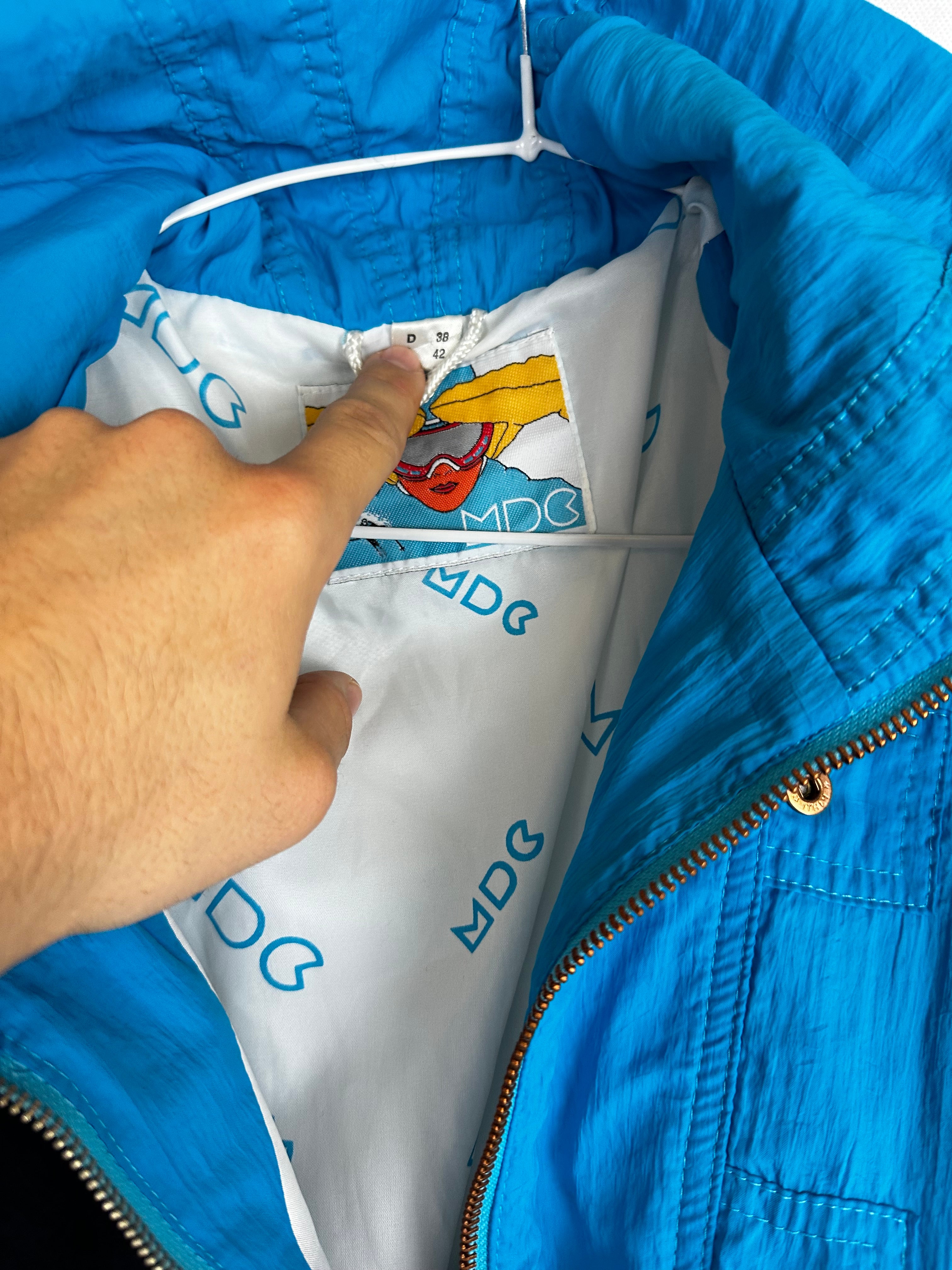 Vintage Skioverall in blau/turkis in M/L