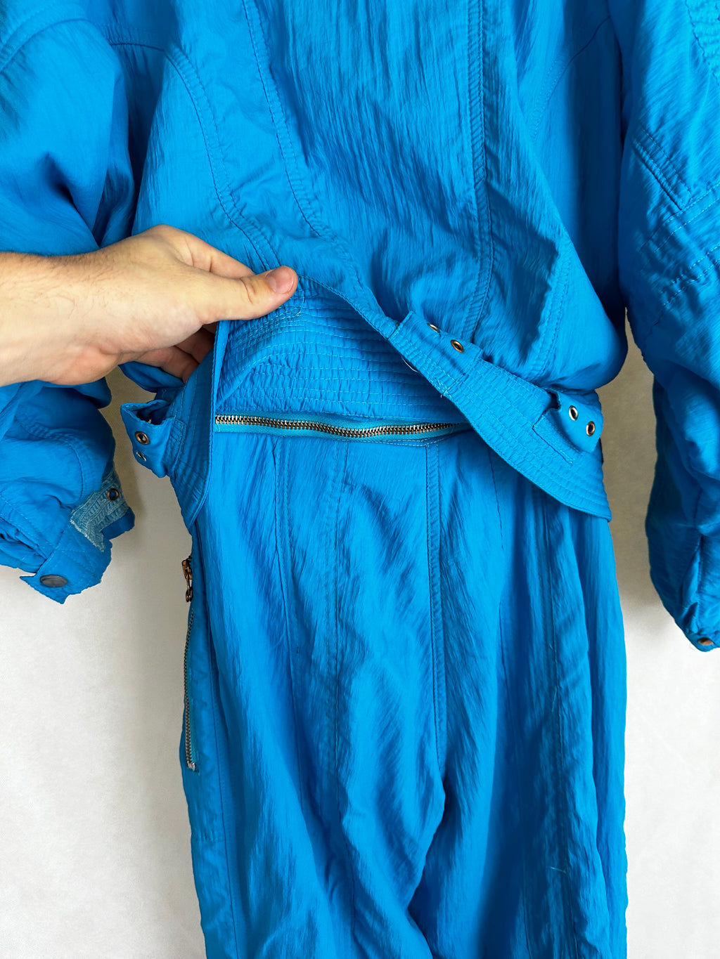 Vintage Skioverall in blau/turkis in M/L