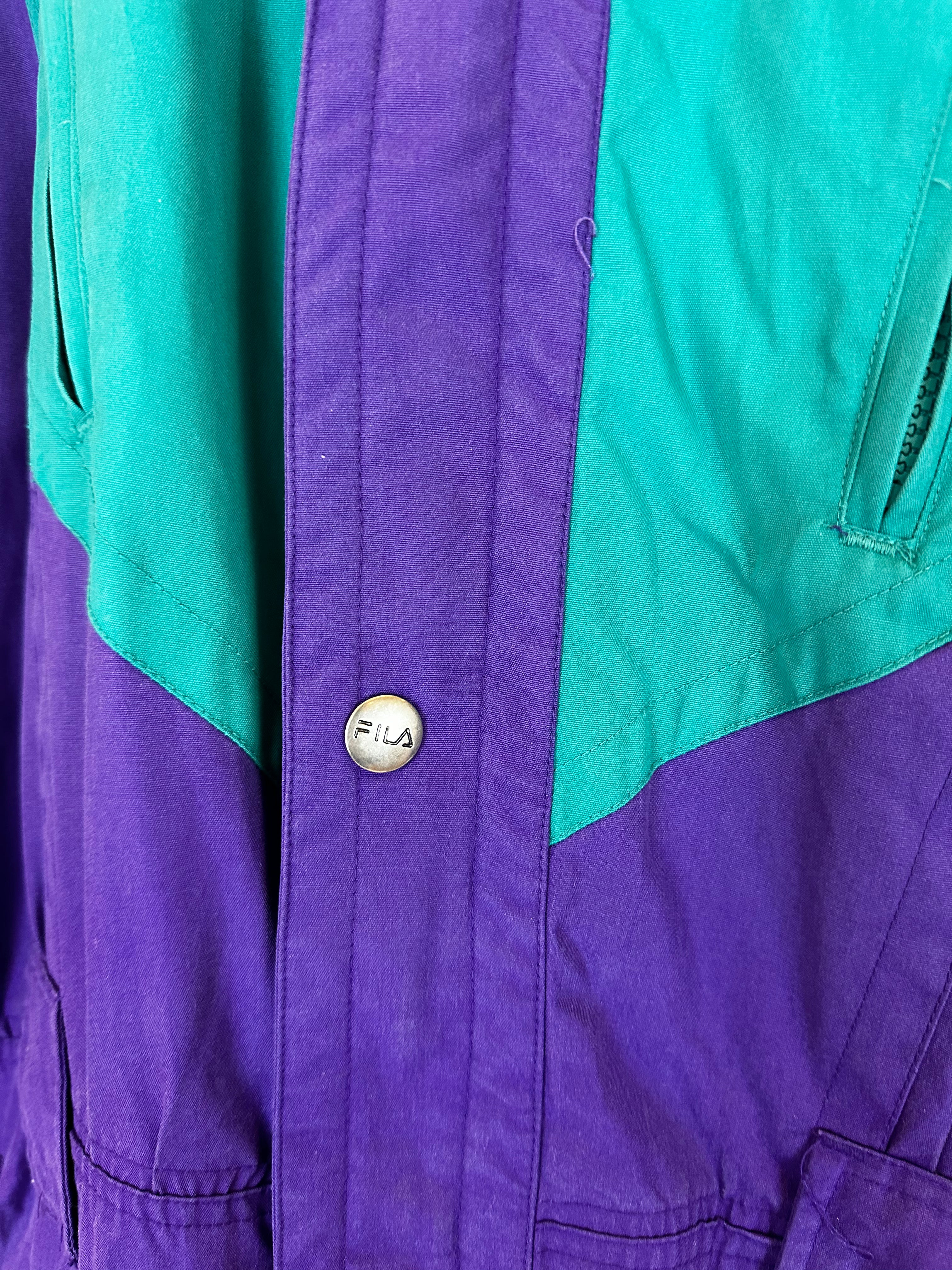 Vintage Skioverall von FILA in XL lila/grün in 48