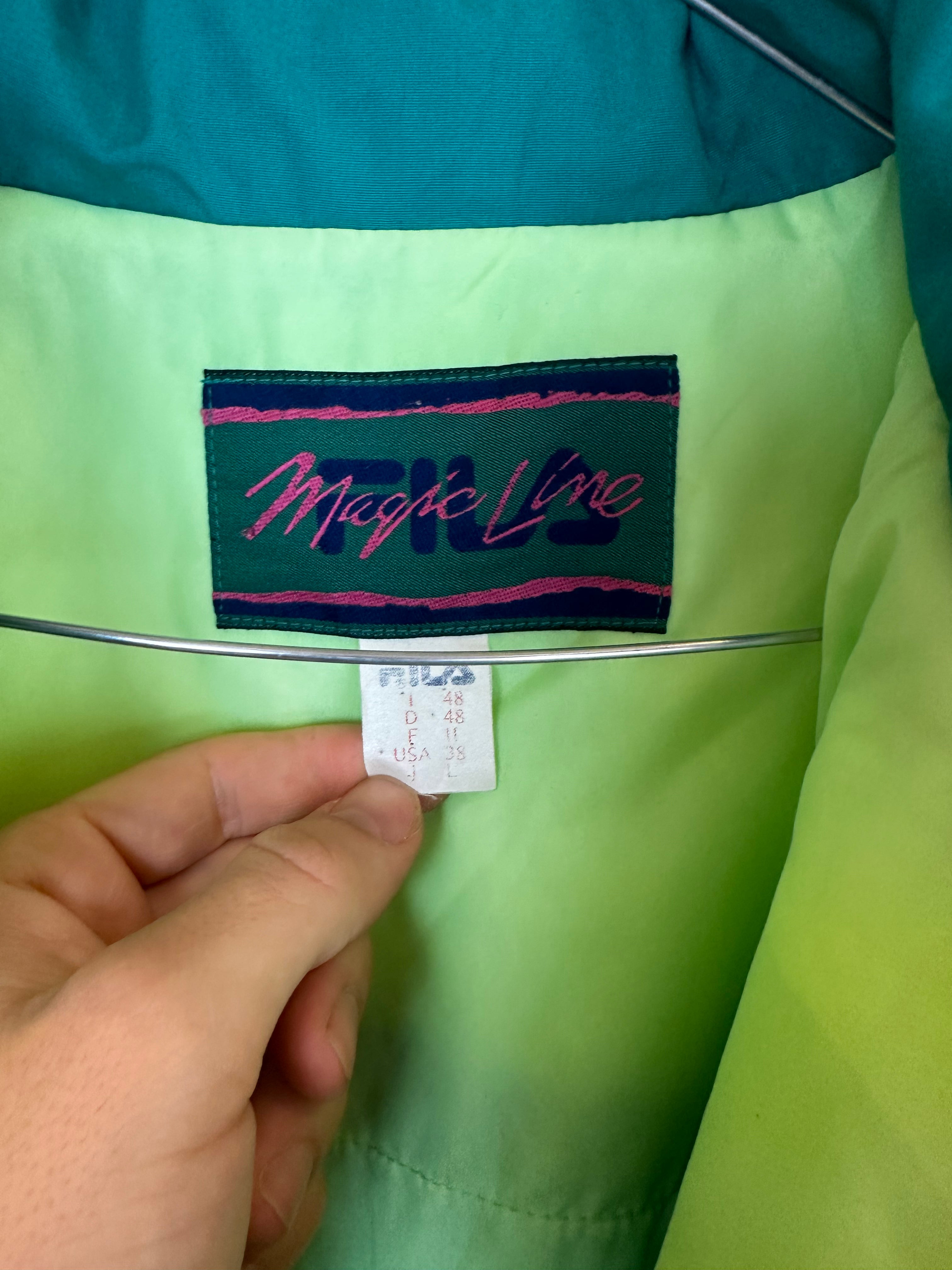 Vintage Skioverall von FILA in XL lila/grün in 48