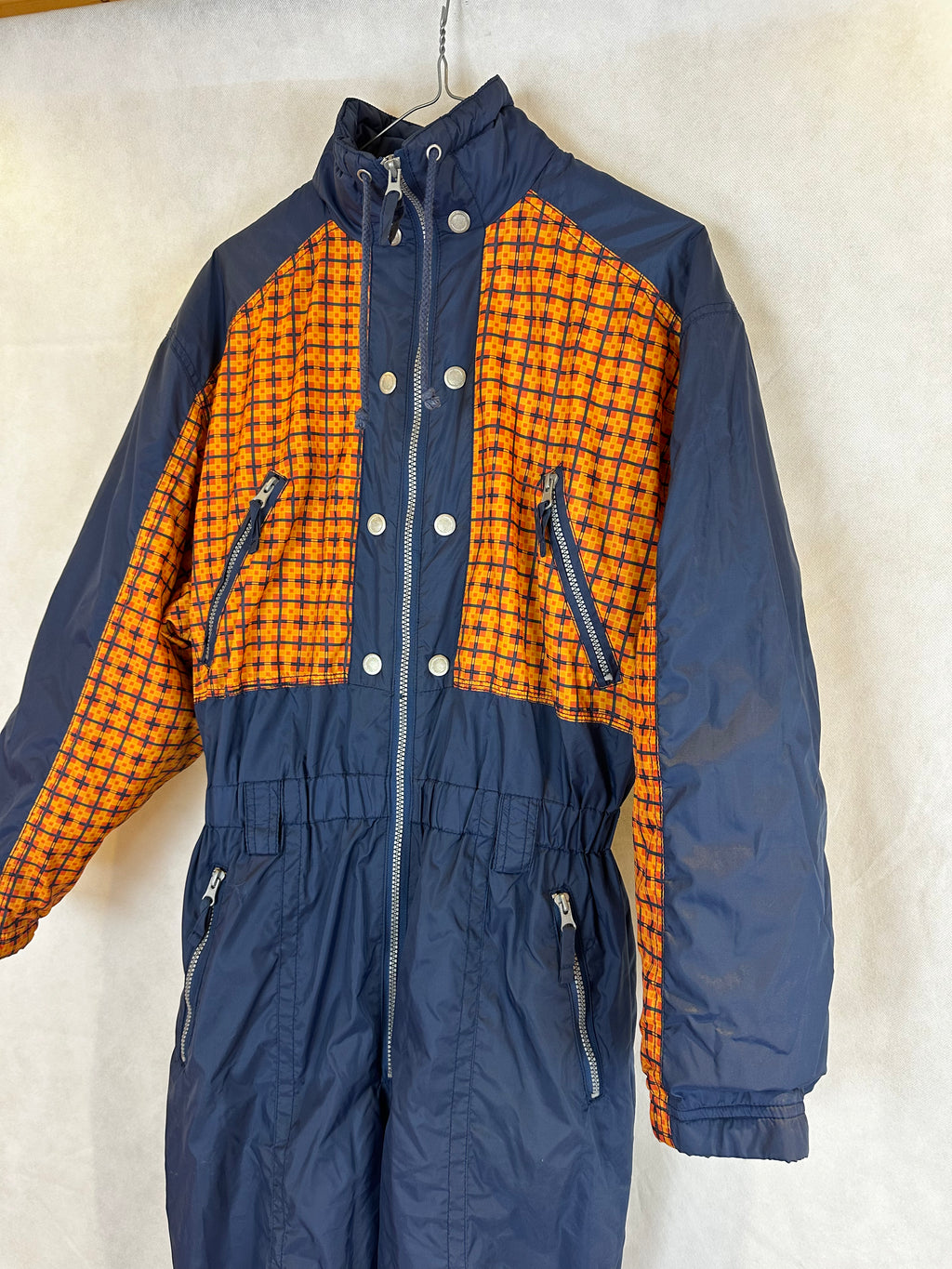 Vintage Skioverall in blau orange S/M