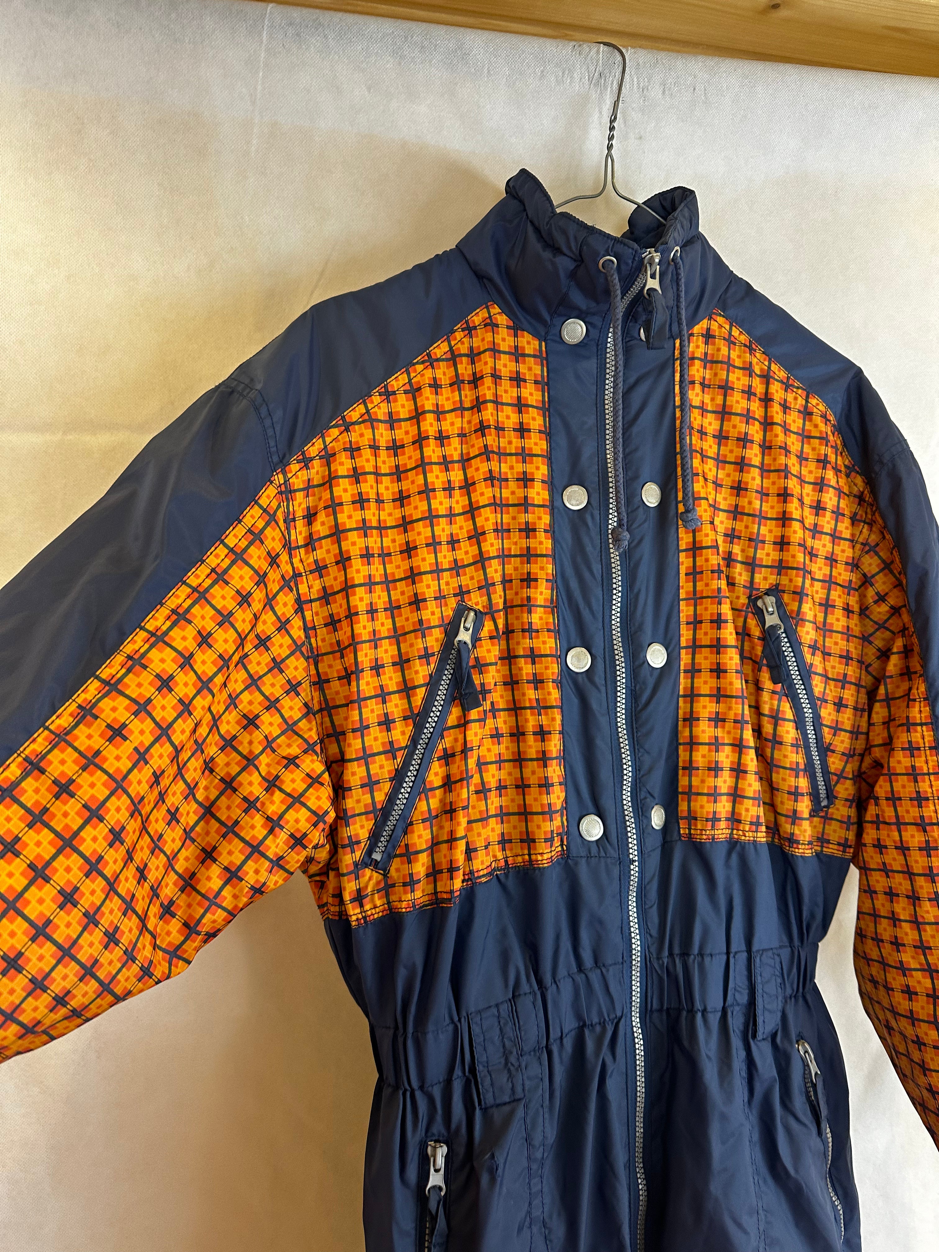 Vintage Skioverall in blau orange S/M