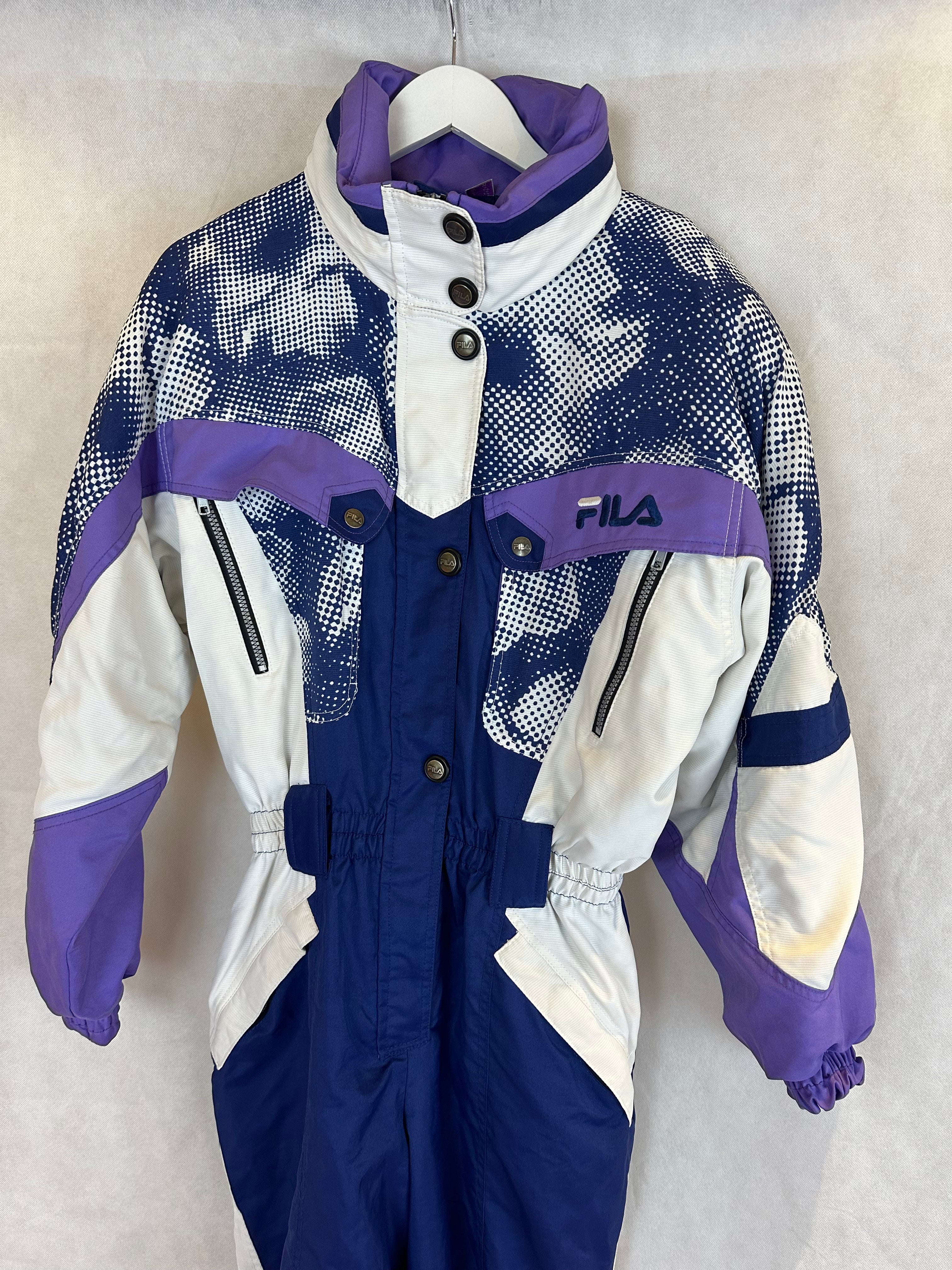 Vintage Skioverall von FILA in blau/lila in M/S