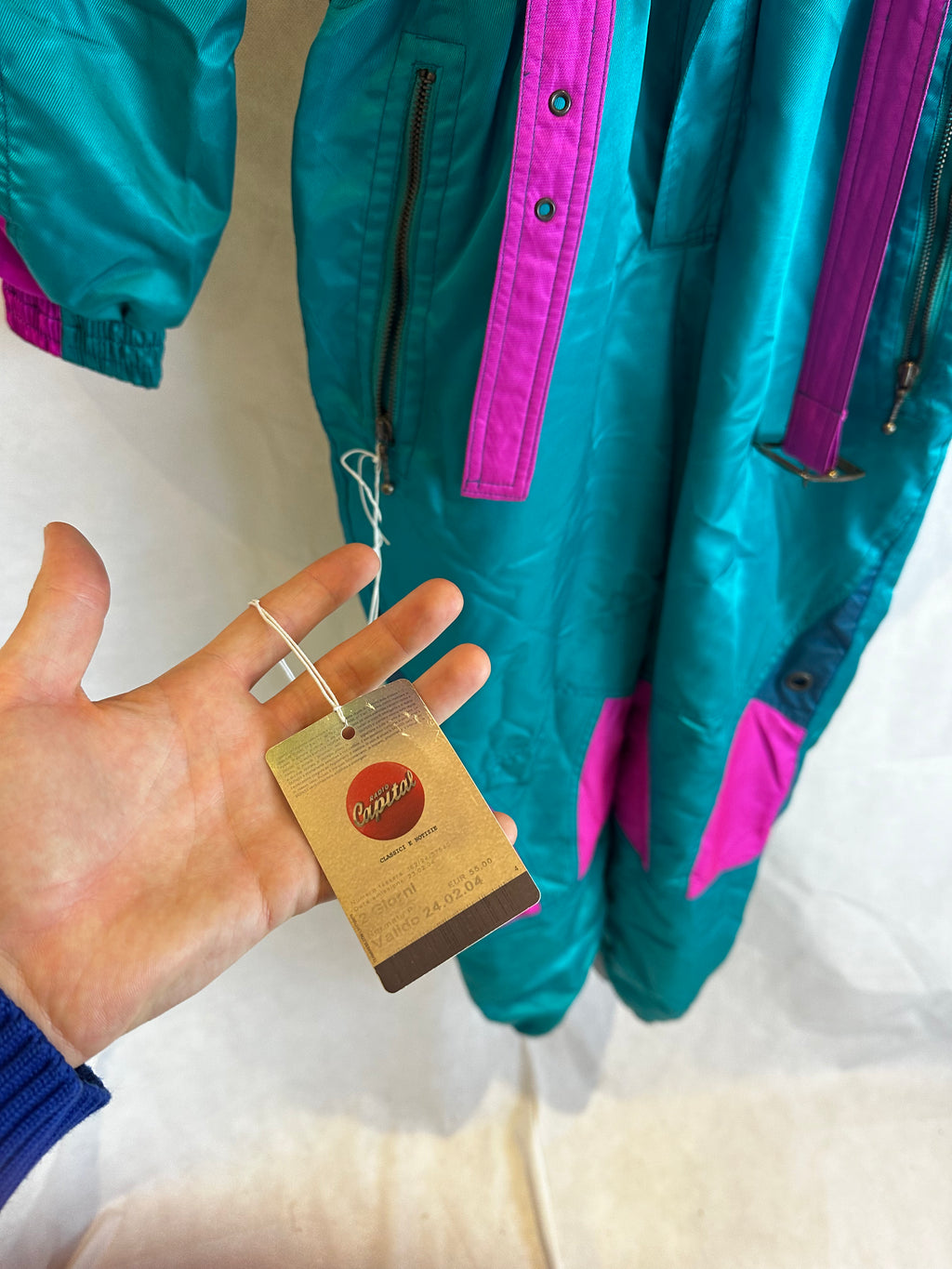 Vintage Skioverall von in blau/pink M/L komplett NEU