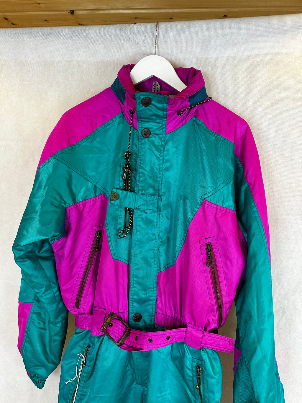 Vintage Skioverall von in blau/pink M/L komplett NEU