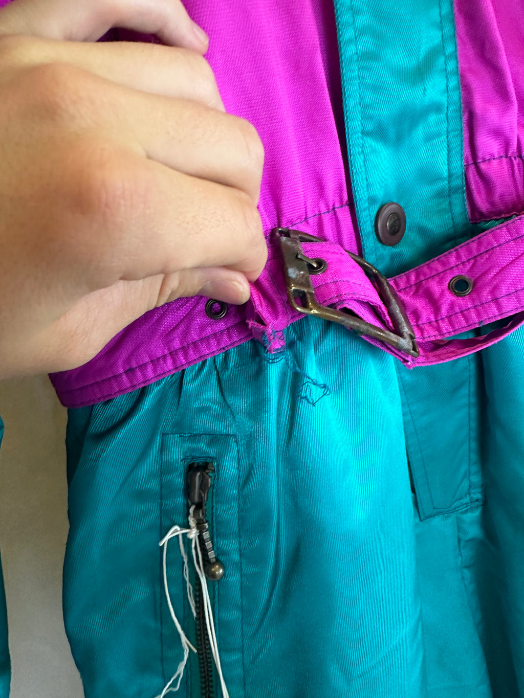 Vintage Skioverall von in blau/pink M/L komplett NEU