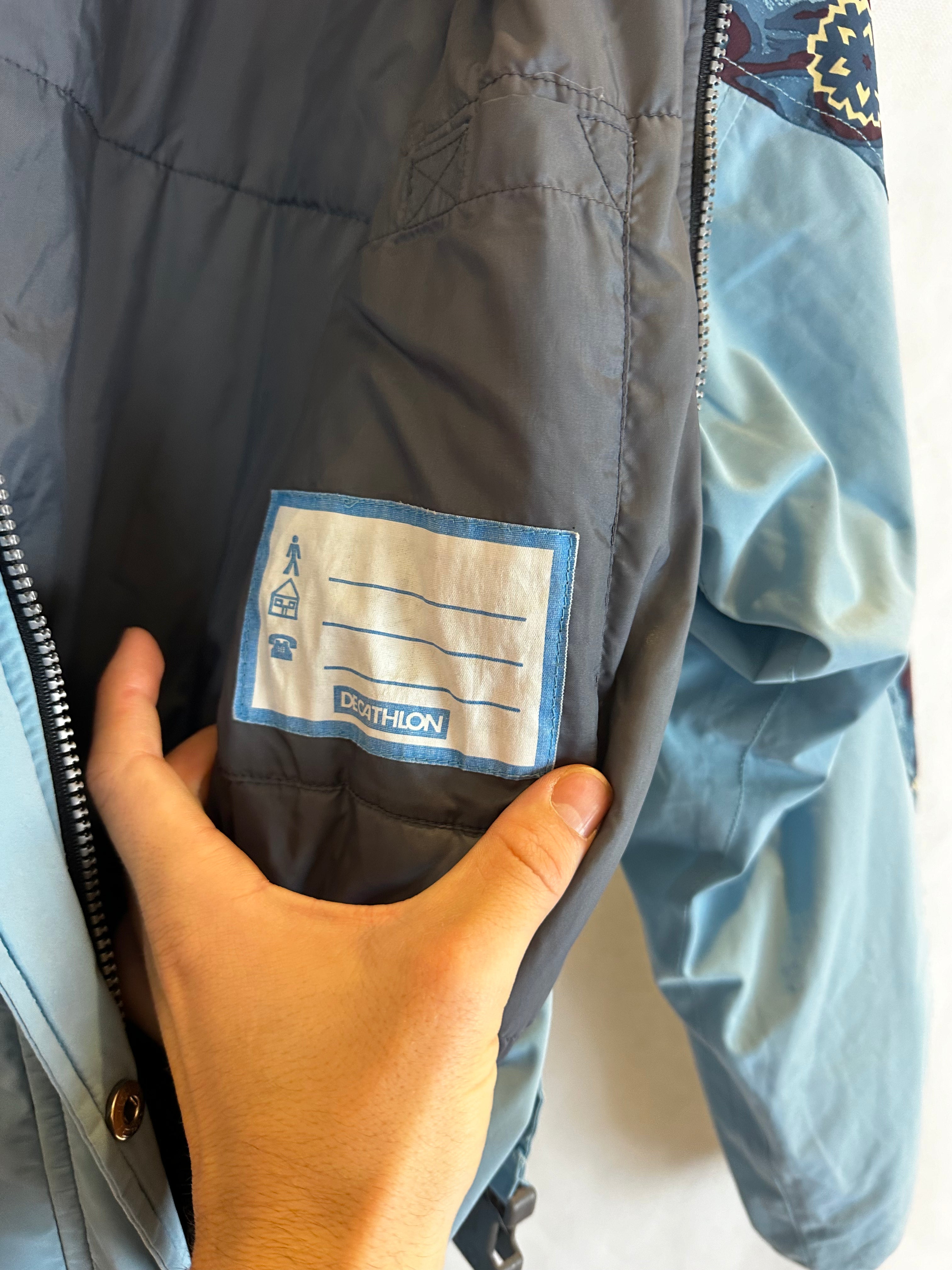 Vintage Skioverall in turkis mit Muster S/M