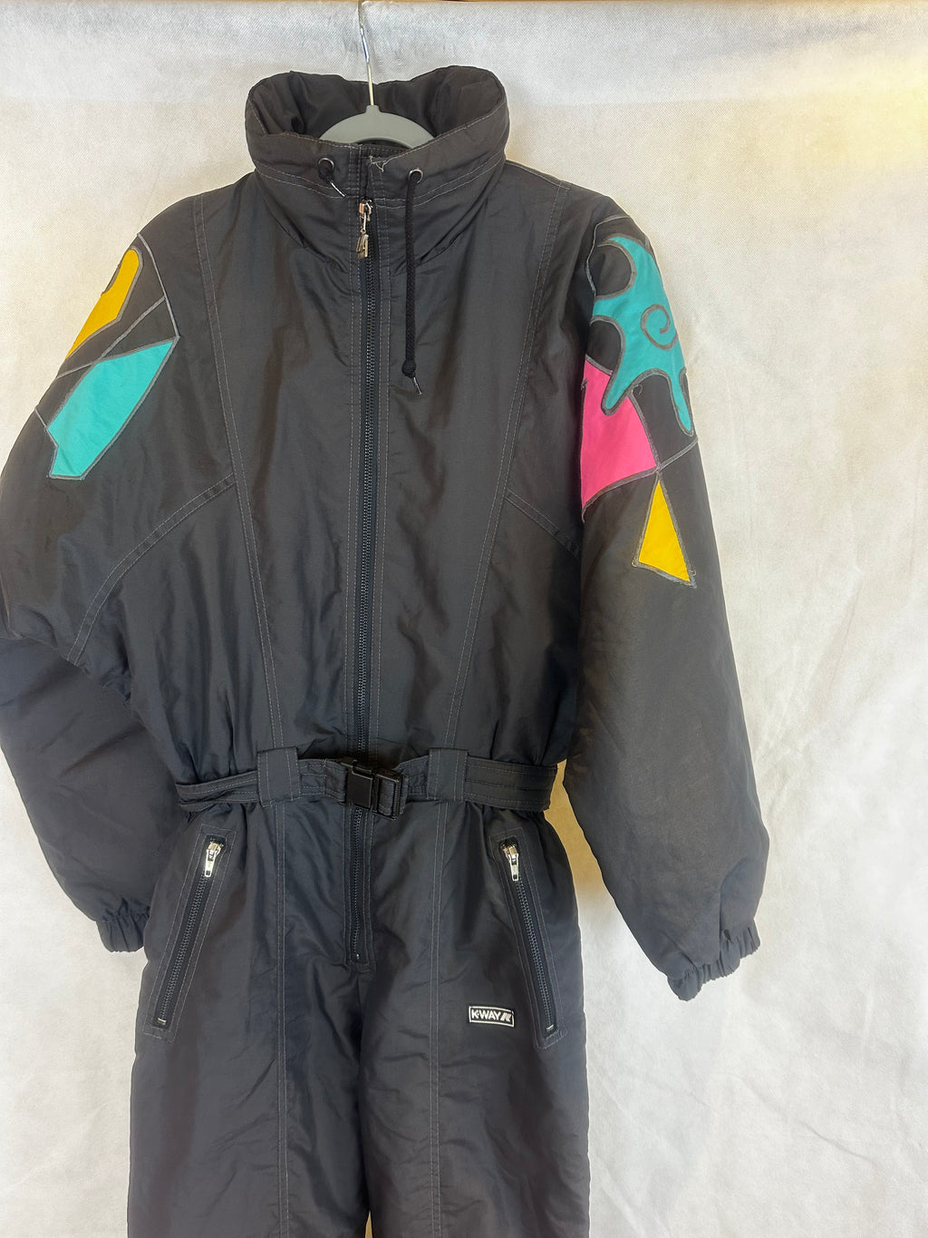 Vintage Skioverall von K-way in schwarz in M OLYMPIA 1992