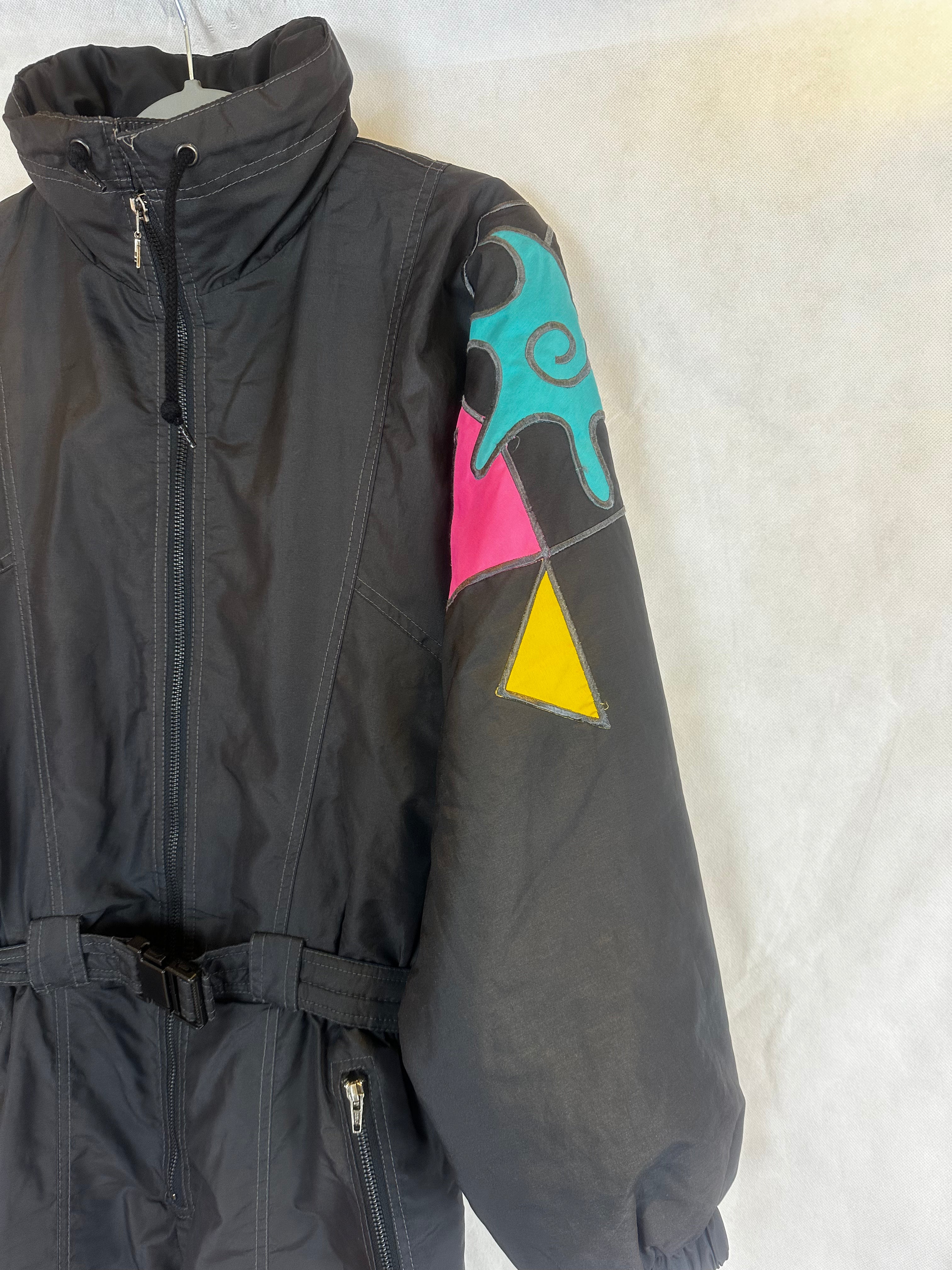 Vintage Skioverall von K-way in schwarz in M OLYMPIA 1992