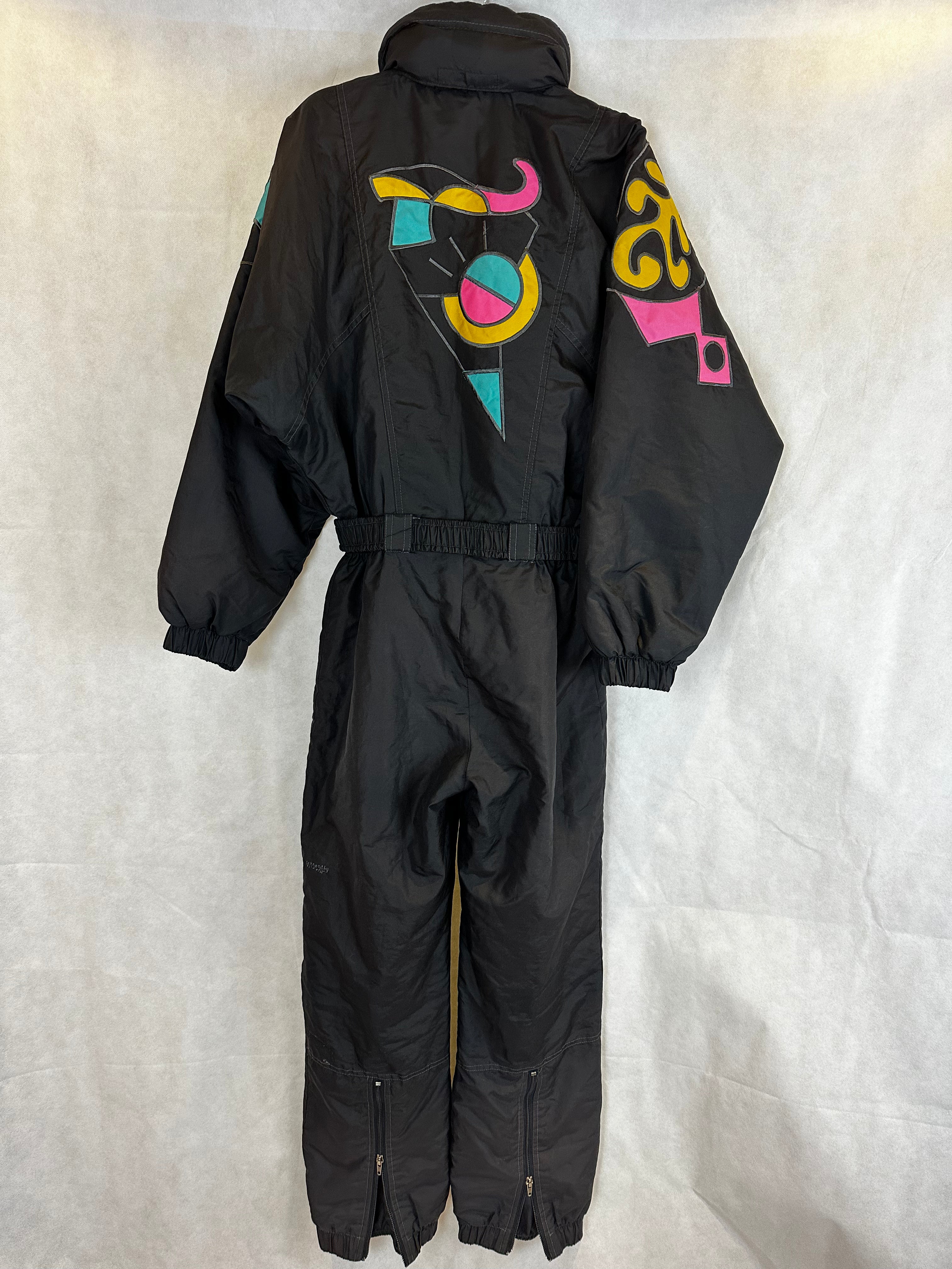 Vintage Skioverall von K-way in schwarz in M OLYMPIA 1992
