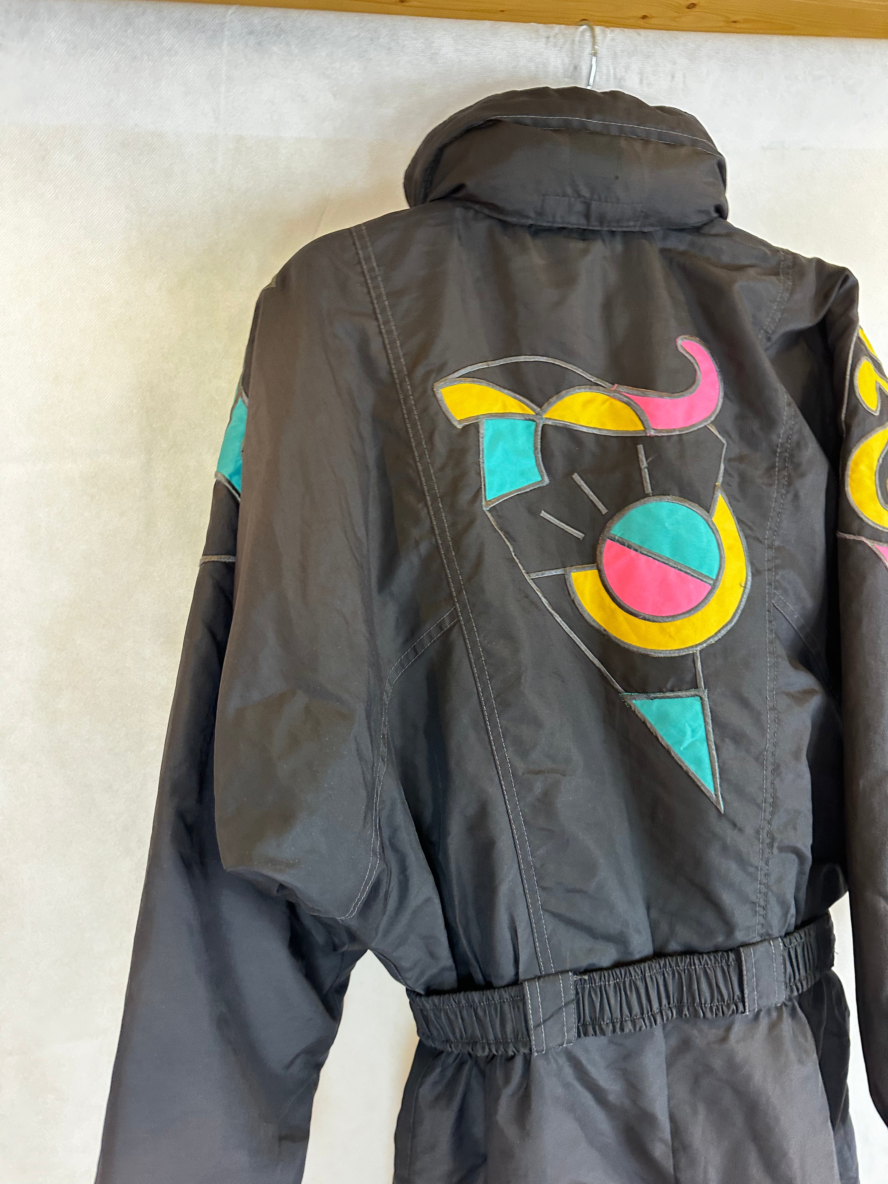 Vintage Skioverall von K-way in schwarz in M OLYMPIA 1992