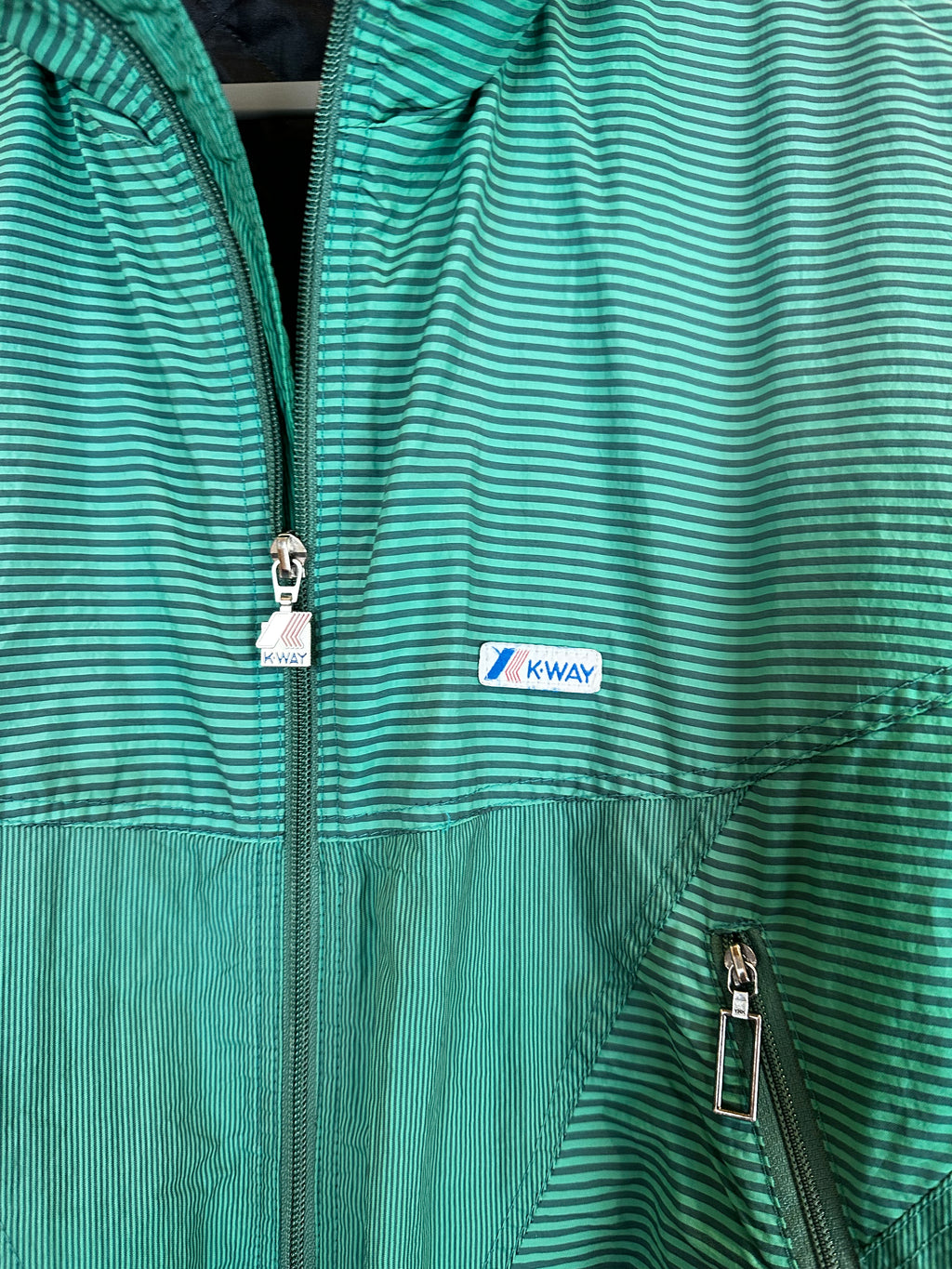 Vintage Skioverall von K-way in grün gestreift in M/L