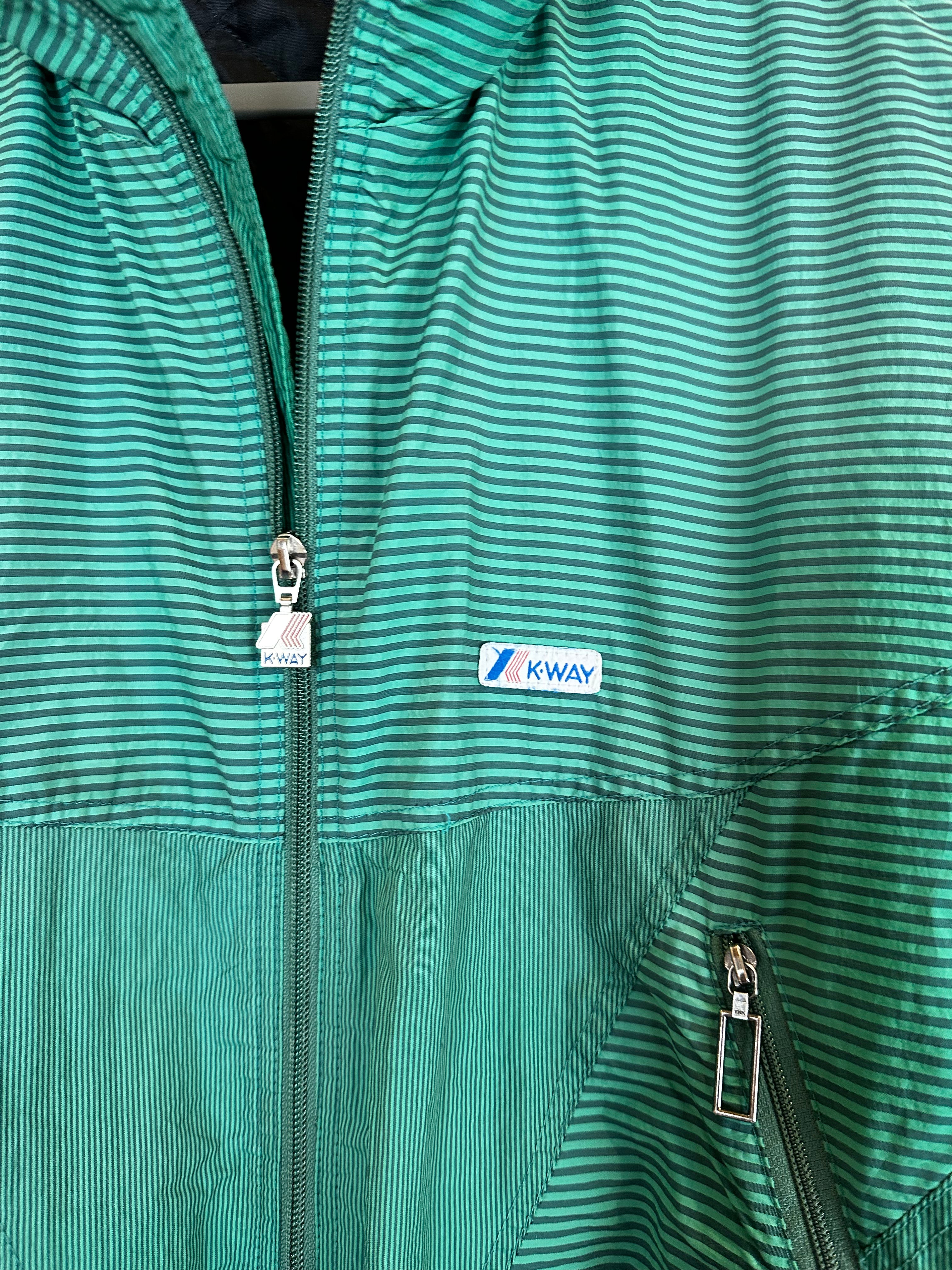 Vintage Skioverall von K-way in grün gestreift in M/L