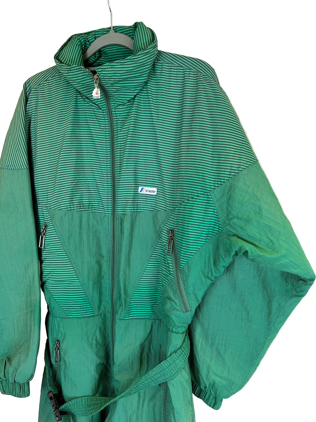 Vintage Skioverall von K-way in grün gestreift in M/L