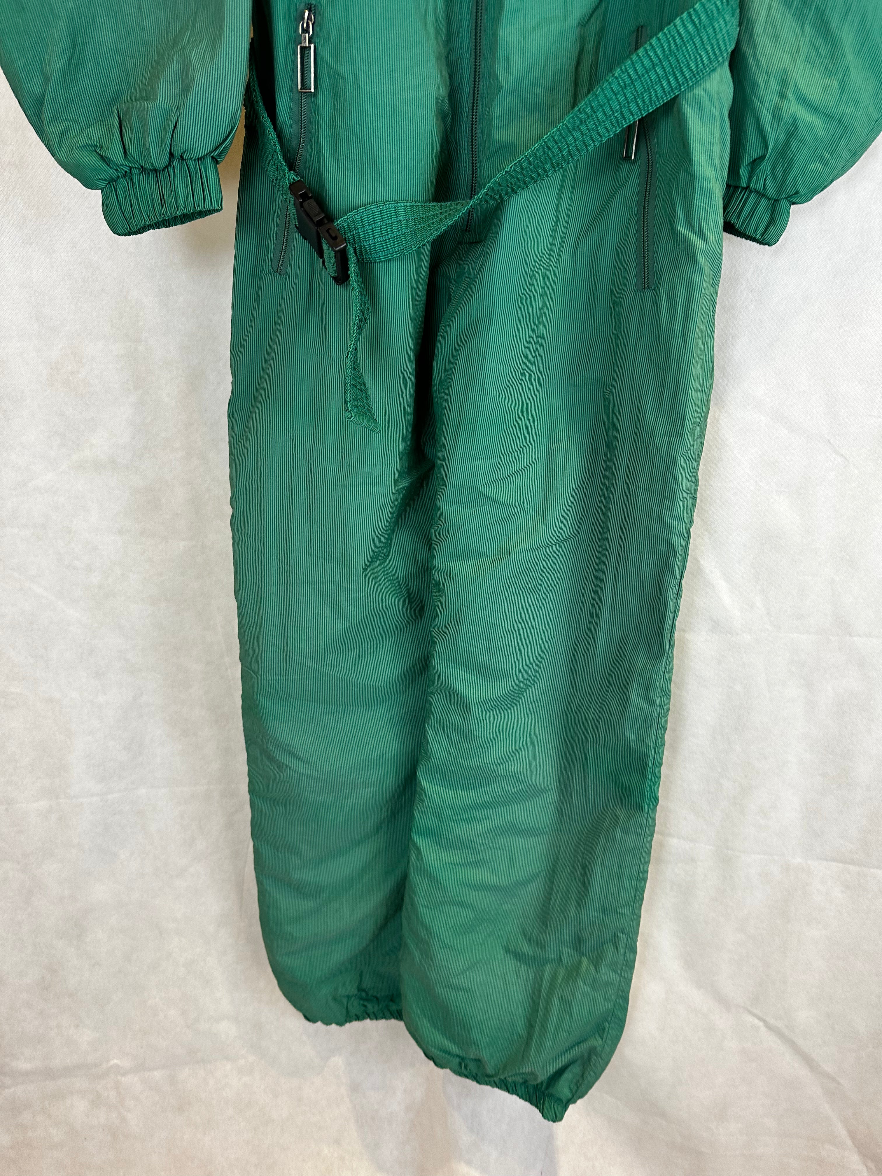 Vintage Skioverall von K-way in grün gestreift in M/L