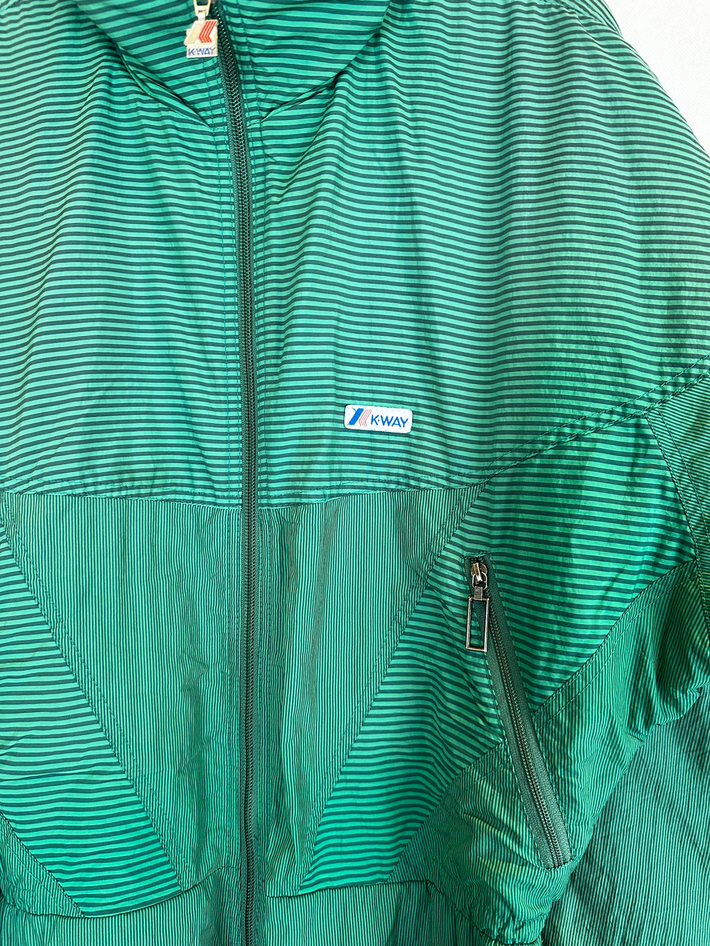 Vintage Skioverall von K-way in grün gestreift in M/L